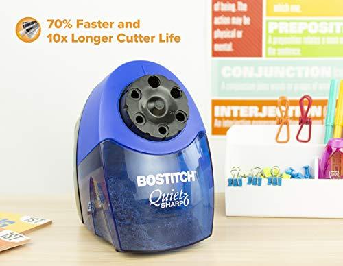 Bostitch Office Bostitch Office QuietSharp 6 Electric Pencil Sharpener, Heavy Duty Classroom Sharpener, Size Selector with 6 Different Sizes, Perfect for Classroom and Homeschool Use, Blue