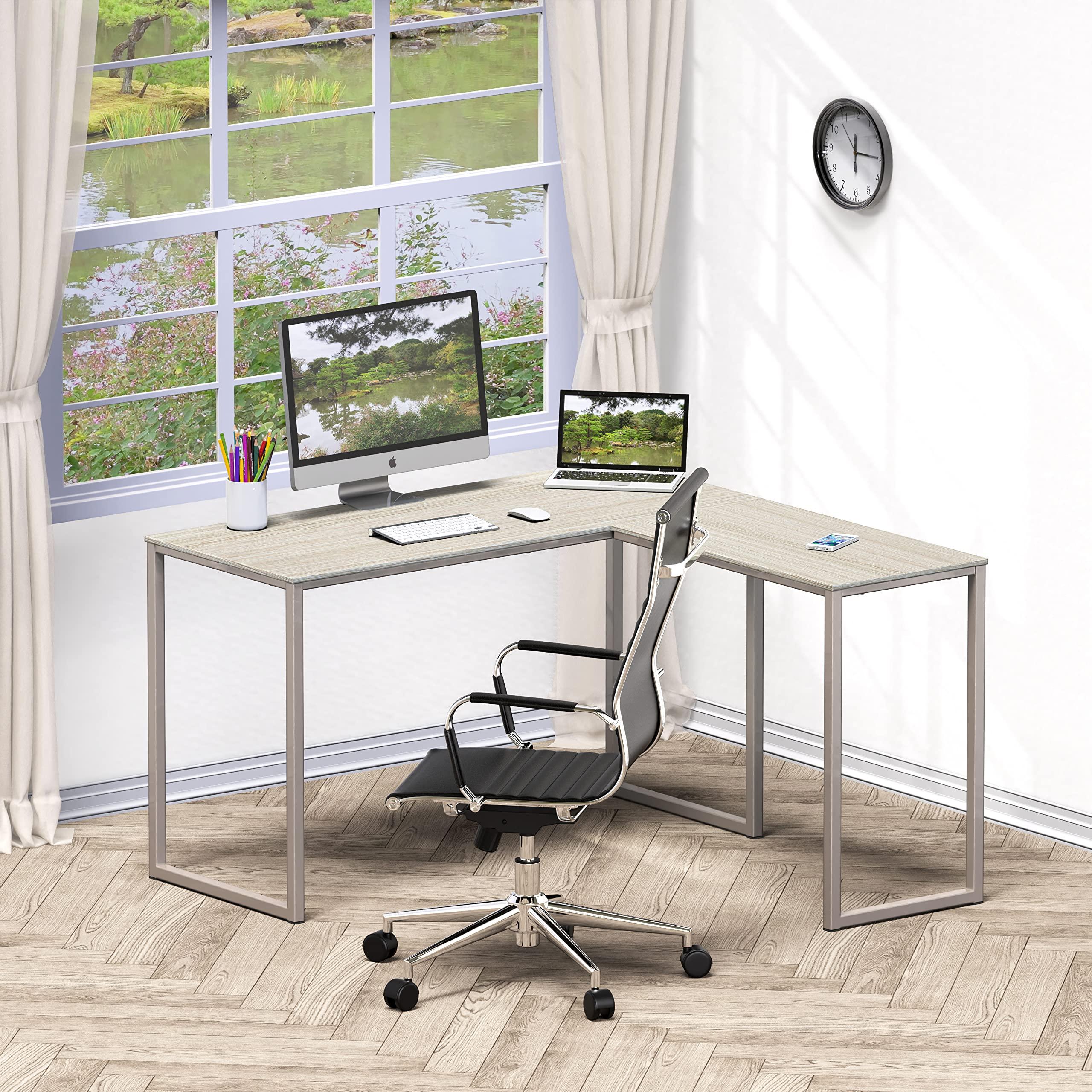 SHW SHW Mission 48 x 48 Inches L-Shape Home Office Computer Desk, Maple