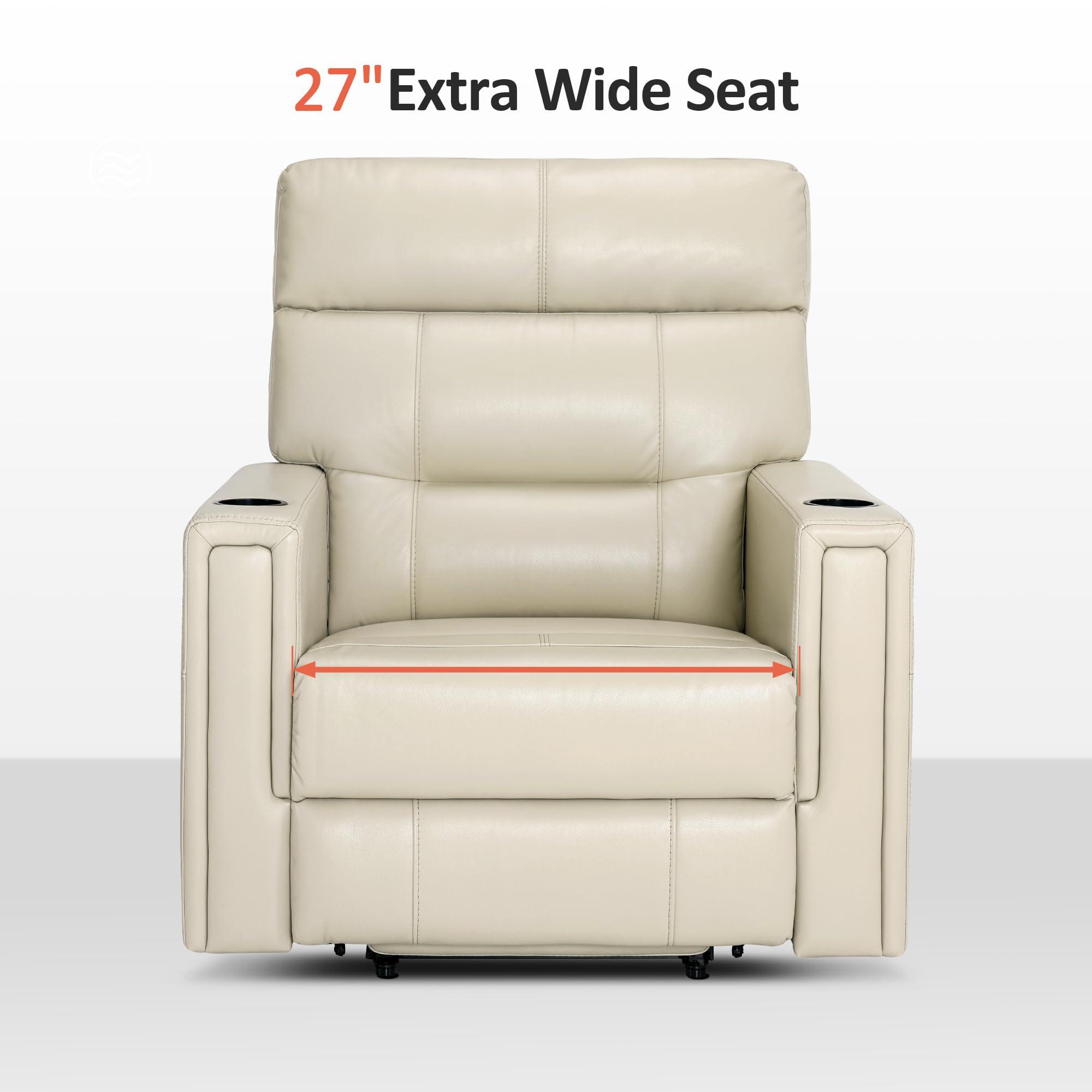 MCombo MCombo 380lbs Oversized Dual Motor Lay Flat Power Lift Recliner Chair with Infinite Position, for Heights 5'9''-6'7" Big and Tall People, Adjustable headrest, Faux Leather R7177 (Cream White)