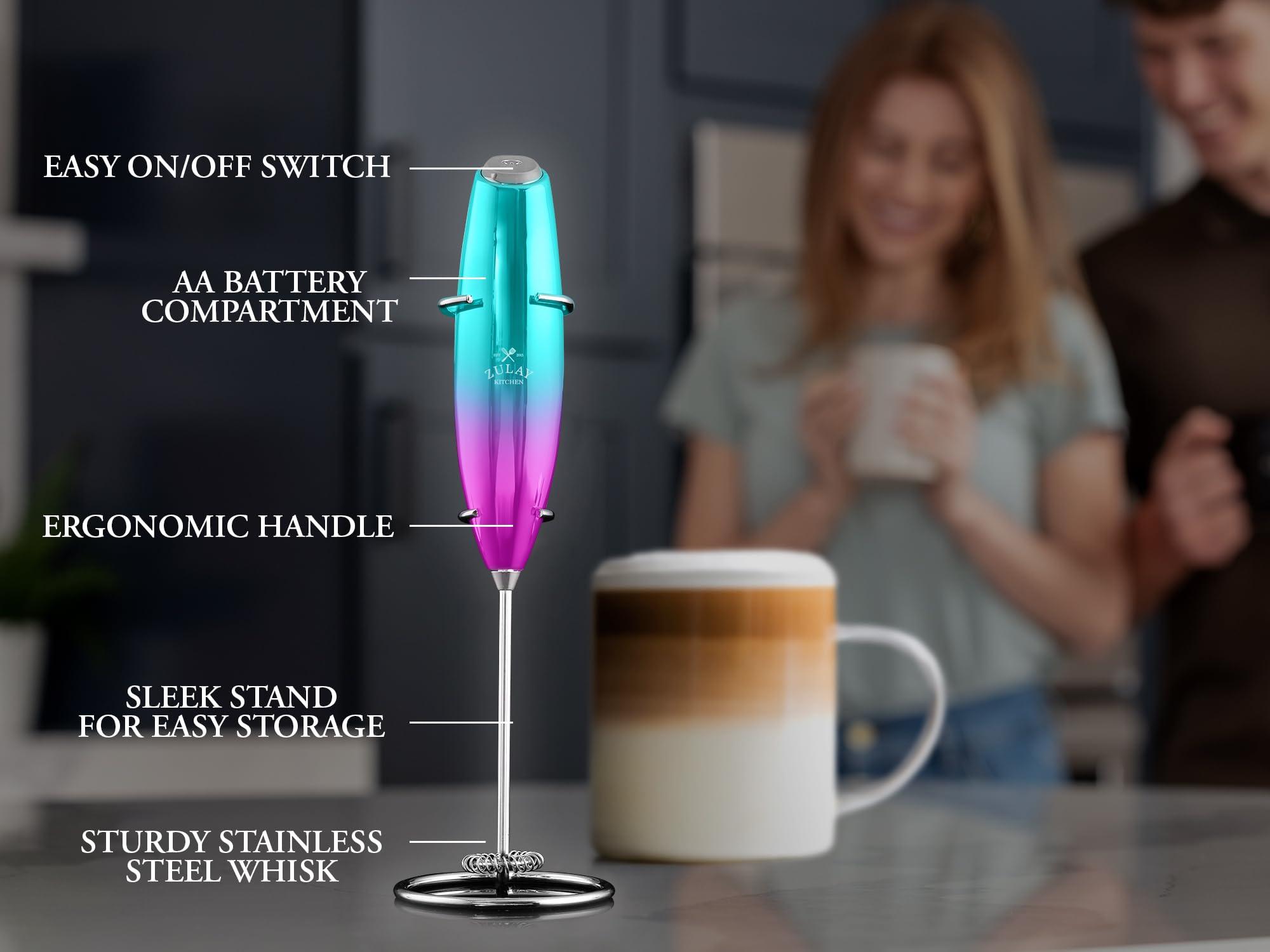 Zulay Kitchen Zulay Kitchen Executive Series Milk Frother Wand - Upgraded & Improved Stand - Ideal Coffee Gift - Coffee Frother Handheld Foam Maker For Lattes - Electric Milk Frother Handheld For Cappuccino