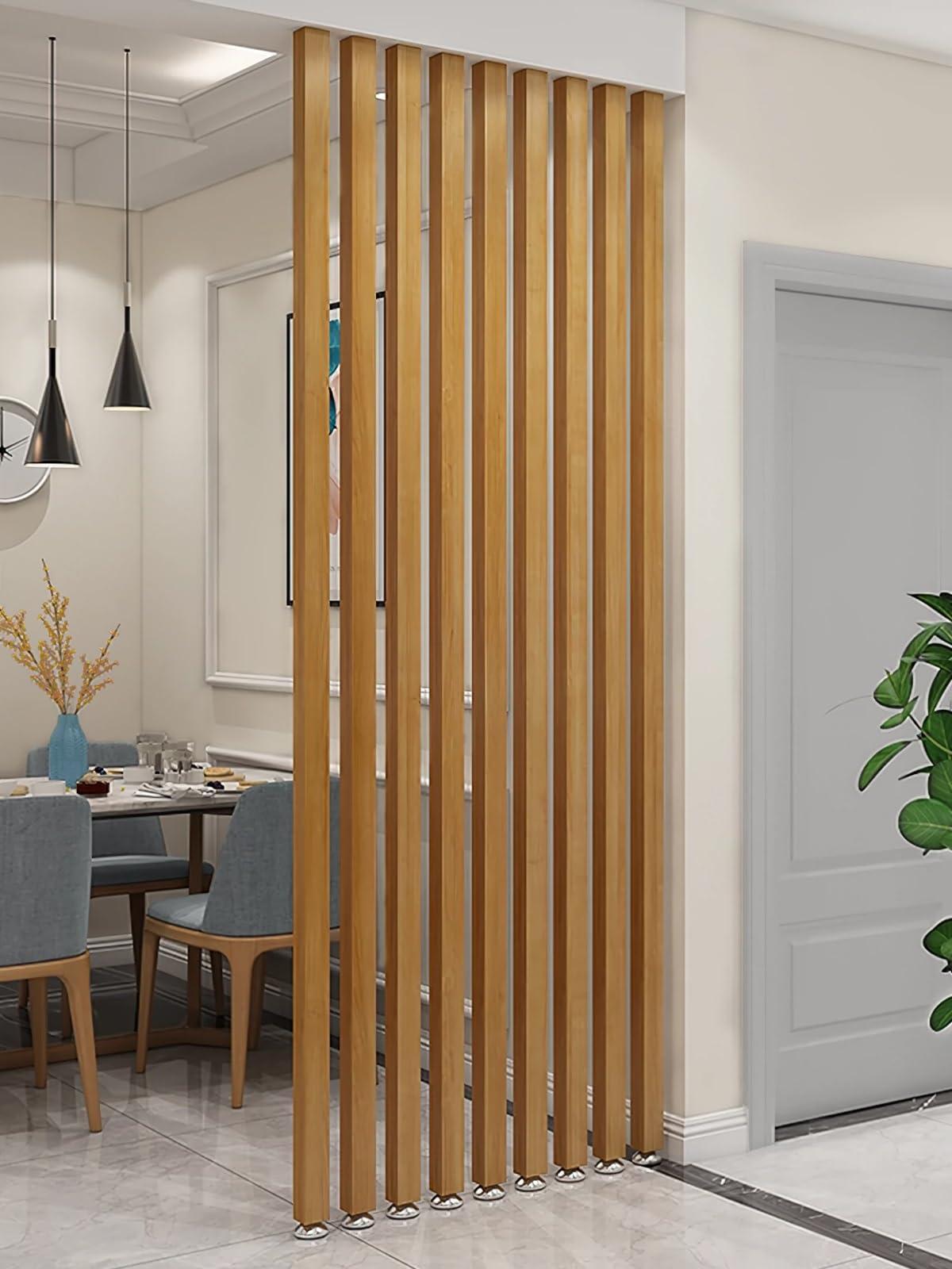 ZAQYCM ZAQYCM Wood Slat Room Dividers Floor to Ceiling, 8 7 6 5 4 3 Feet Tall Wall Partition Screen Post for Office, Stairway, Lofts and Porch, Modern Living Room Decorative Panel(1 Pack,70cm/27.5in/2.3ft)