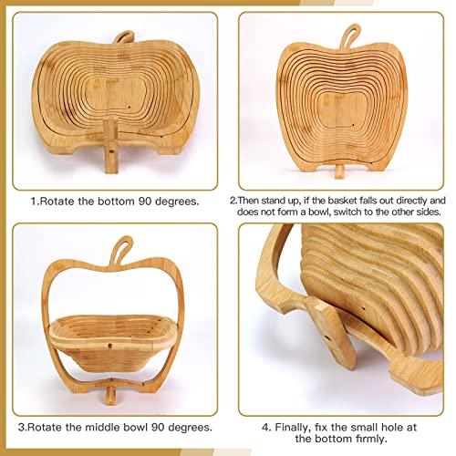 MYOSOTIS MYOSOTIS Foldable Fruit Basket Gift Snack Box Apple shape fruit bowl holder and Dried fruit basket For Halloween Holiday Party Christmas Decoration (Apple02)