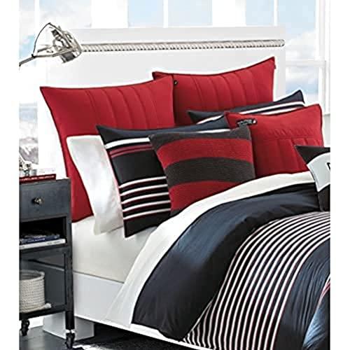 Nautica Nautica Duvet Cover Set Cotton Reversible Bedding with Matching Shams, Medium Weight for All Seasons, Queen, Mineola Red/White/Navy