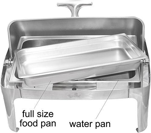 Tiger Chef Tiger Chef Chafing Dish Buffet Set - Stainless Steel Chafer - Roll-Top Chaffing Dishes 8 Quart and Plastic Salad Tong - Chafer and Buffet Warmer Set