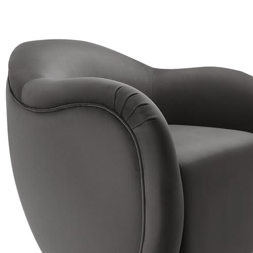 Modway Modway Compose Performance Velvet Swivel Armchair in Storm Gray - Barrel Accent Chair - Comfy Round Single Sofa Chair with 360 Rotation - Modern Upholstered Club Chair for Living Room, Bedroom