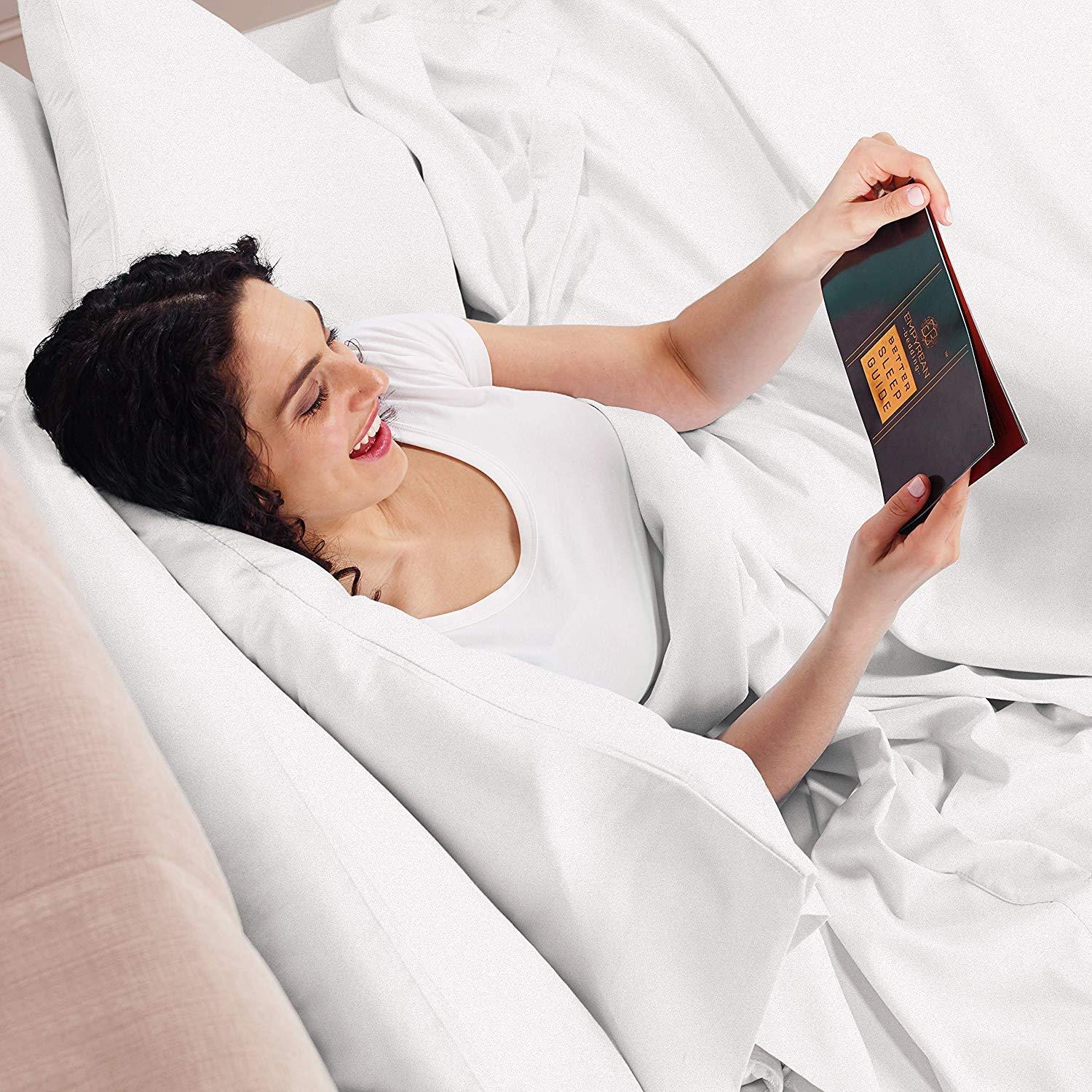 Splitsvilla Split California King Sheet Set White- 5 Piece Set- 800 Thread Count 100% Egyptian Cotton Fits Upto 18 Deep Pocket (Split California King, White)