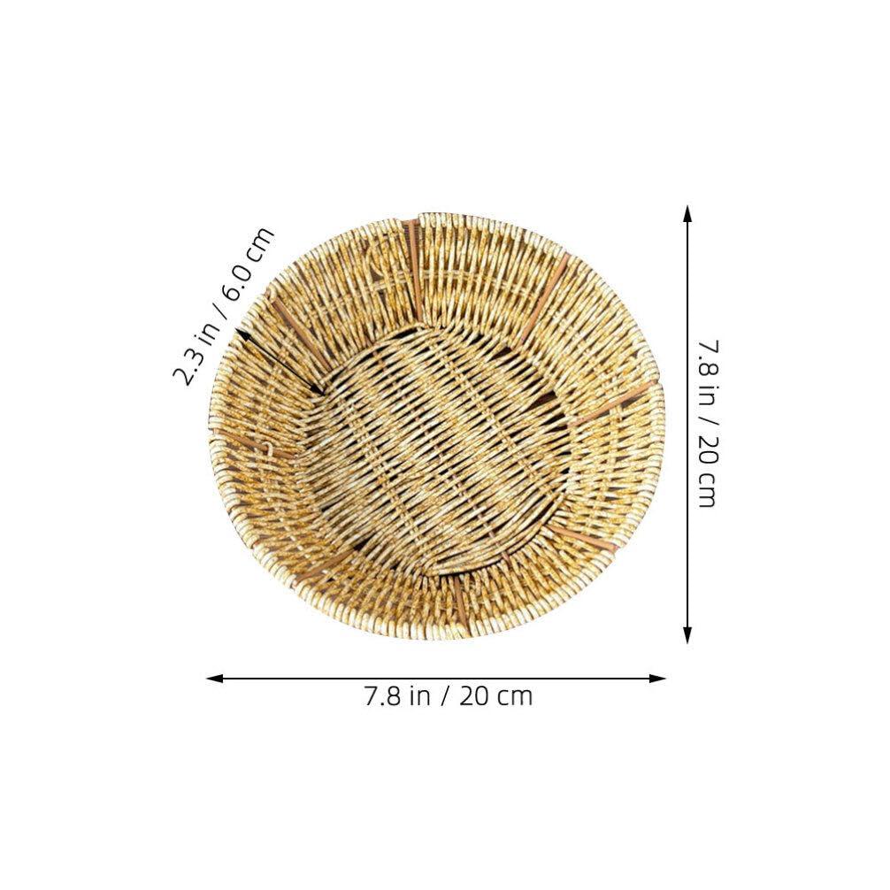 VOSAREA VOSAREA Woven Fruit Basket Rattan Storage Basket Wicker Bowl Seagrass Trays Plastic Orange Snacks Storage Plate for Fruits Vegetables Snacks Kitchen Restaurant