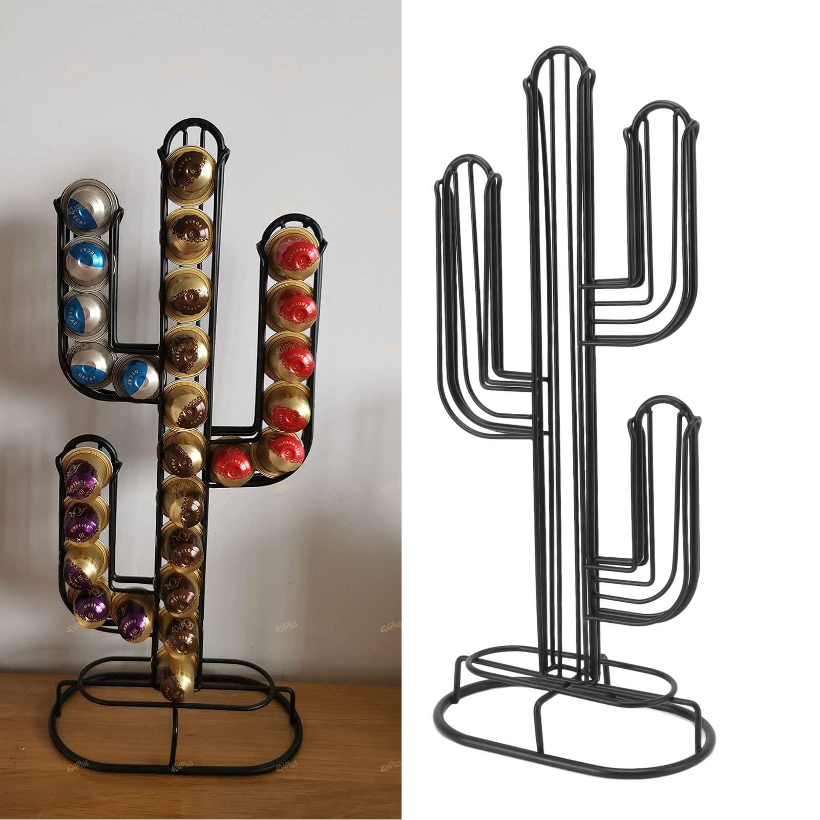 Denash Denash Coffee Pod Holder, Cactus Shaped Coffee Capsule Storage Organizer Stand Holds 48 Coffee Pods Coffee Accessories