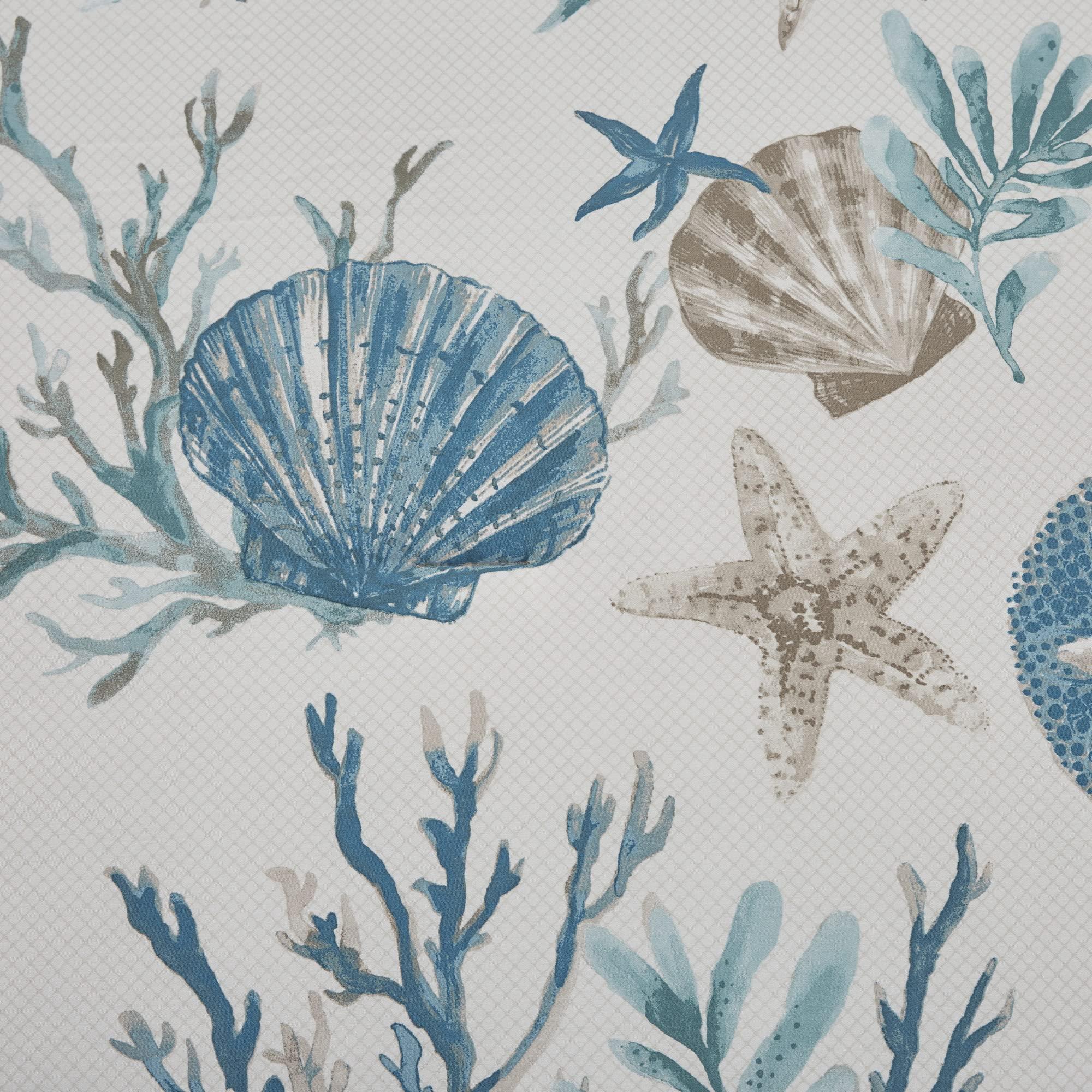 Madison Park Madison Park Pebble Beach 100% Cotton Comforter Set - Coastal Coral, Starfish Design All Season Down Alternative Cozy Bedding with Matching Shams, Decorative Pillow, Queen(90\"x90\") Aqua 7 Piece