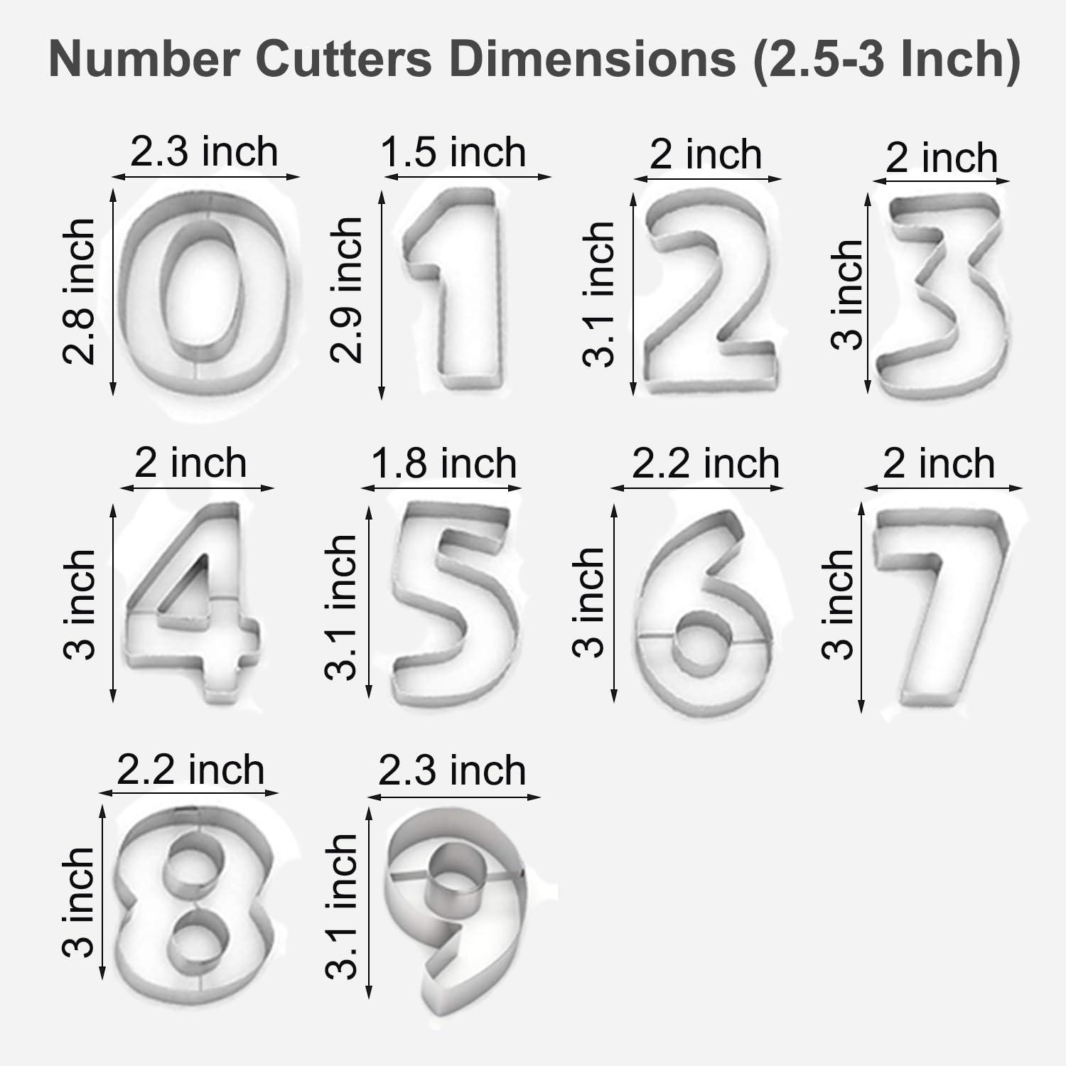 xify\'s xifys 36 Pcs Alphabet & Number Cookie Cutters, 2.5-3 Inch Assorted Sizes Stainless Steel Cookie Cutter Sets, Fondant & Dough Molds for Party Birthday Christmas, Fruit Cutting, Includes Steel Scraper