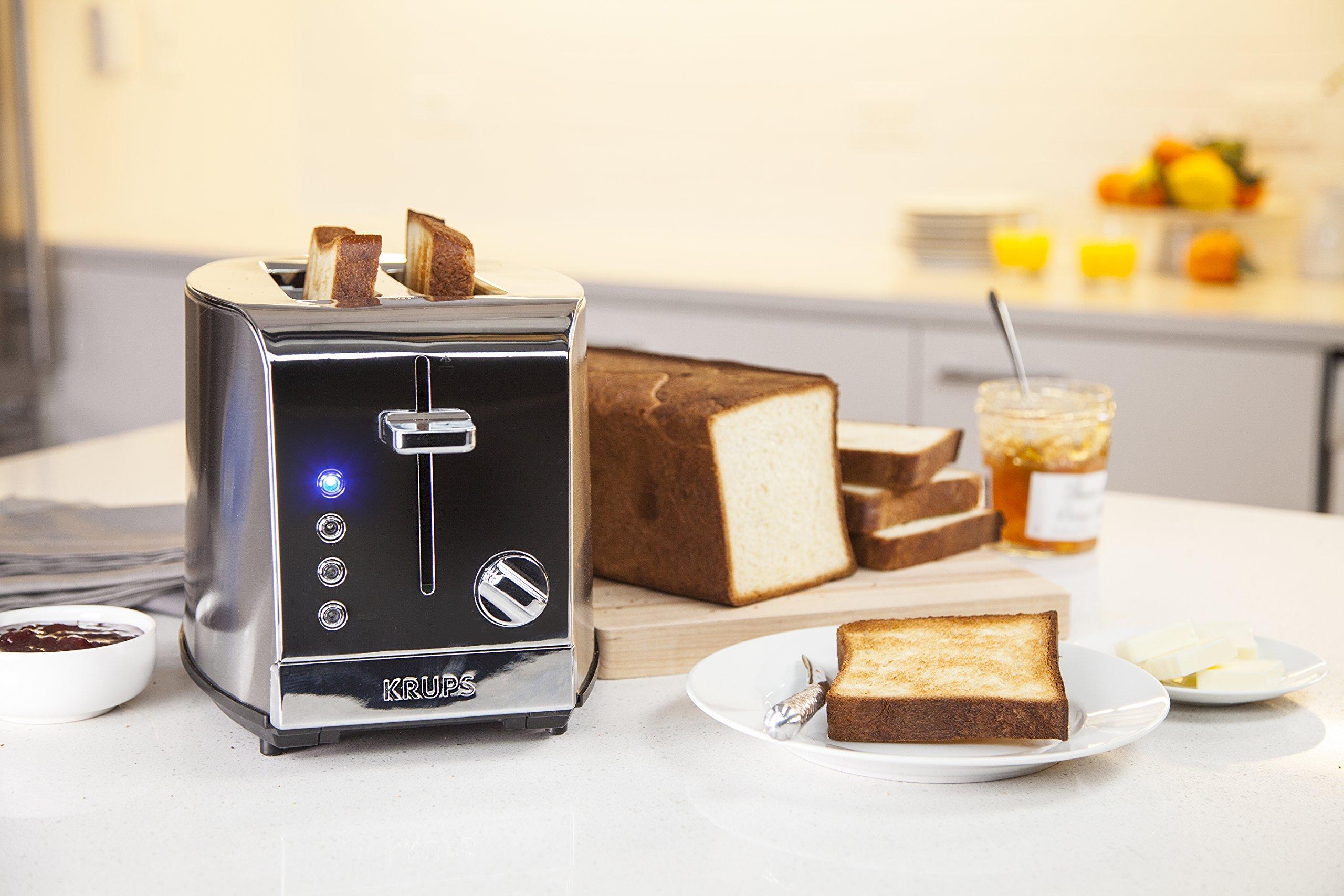 KRUPS KRUPS: 2 Slice Toaster, Stainless Steel Toaster, 5 Functions with Cancel, Toasting, Defrost, Reheat and Bagel, Cord Storage, Silver
