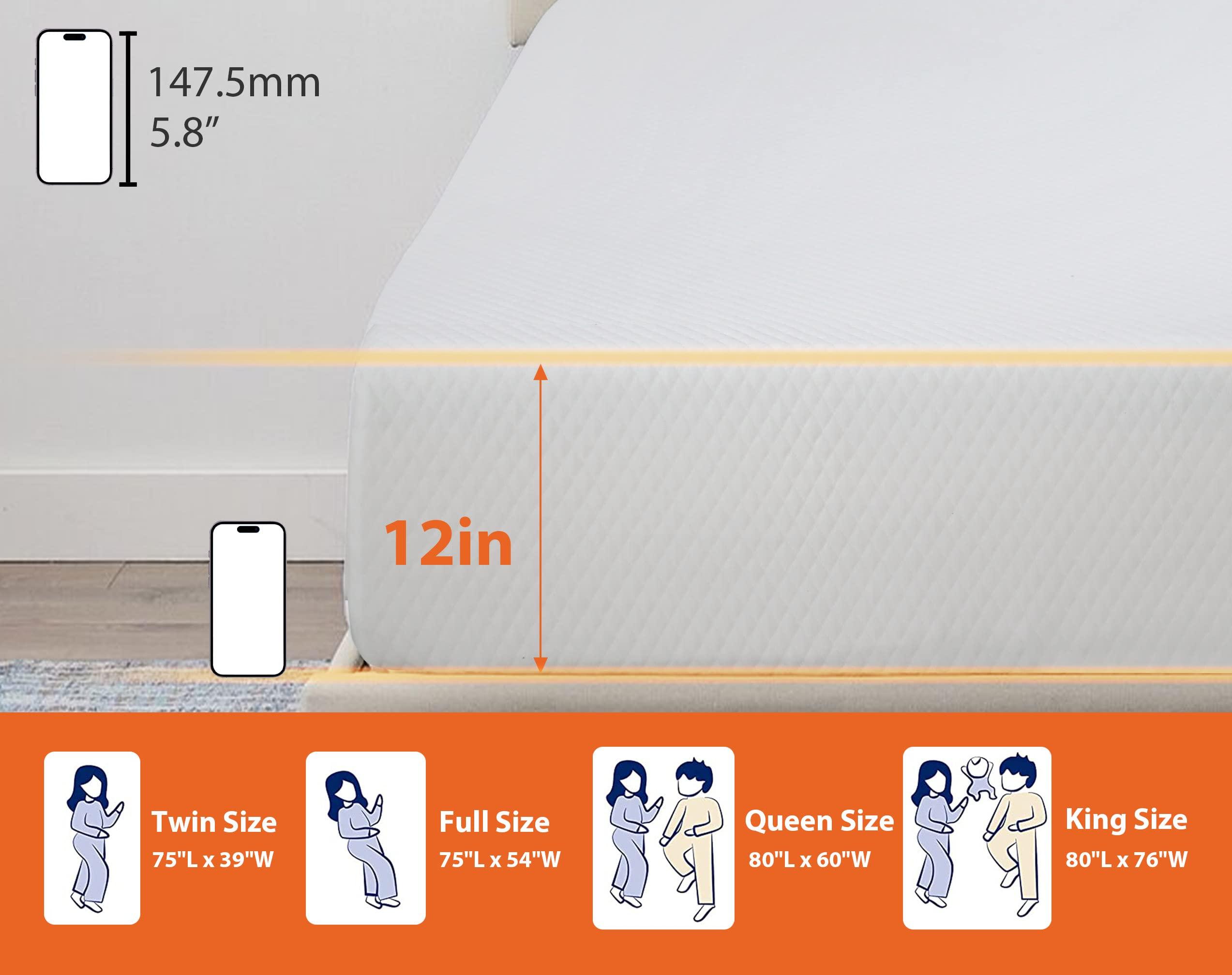 HWGEBY HWGEBY Full Size Matress Memory Foam with Cover, 12 Inch Matress in a Box Certipur US Certified, Medium Firm Mattress for Sleep and Pressure Relief