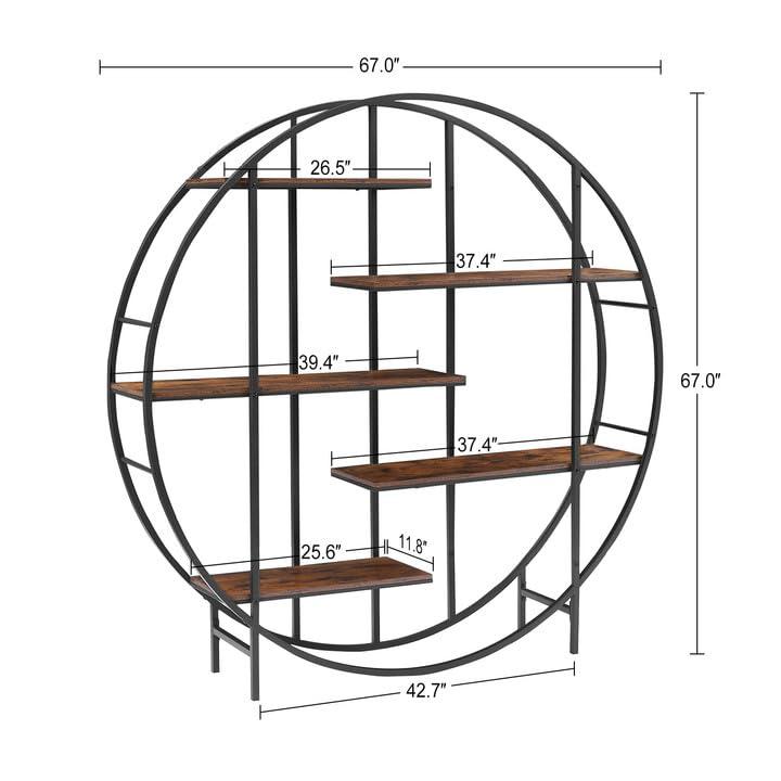 WZONICE98 Storage Shelf, 5-Tie Metal Round Plant Stand bookcase storage rack, Indoor Living Room Terrace Garden Balcony Display Stand 67'' W x 11.8'' D x 67'' H for Indoor, Living Room, Terrace, Garden, Balcony