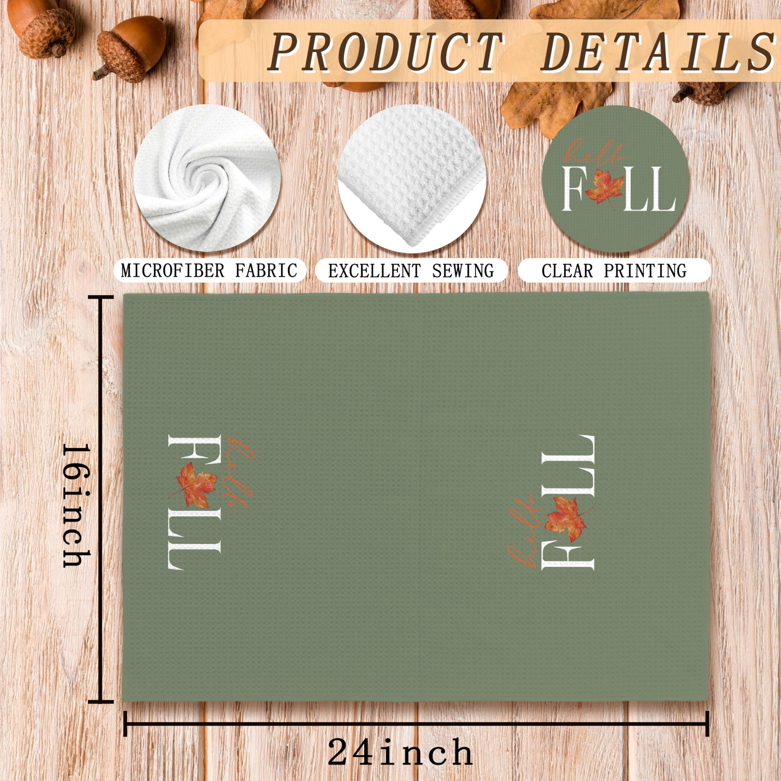 Voatok Voatok Fall Hand Towels, Fall Bathroom Hand Towels, Fall Decorations for Home, Fall Kitchen Towels, Fall Hand Towels for Bathroom Kitchen, Fall Dish Towels, Fall Bathroom Kitchen Decor(Grass Green)