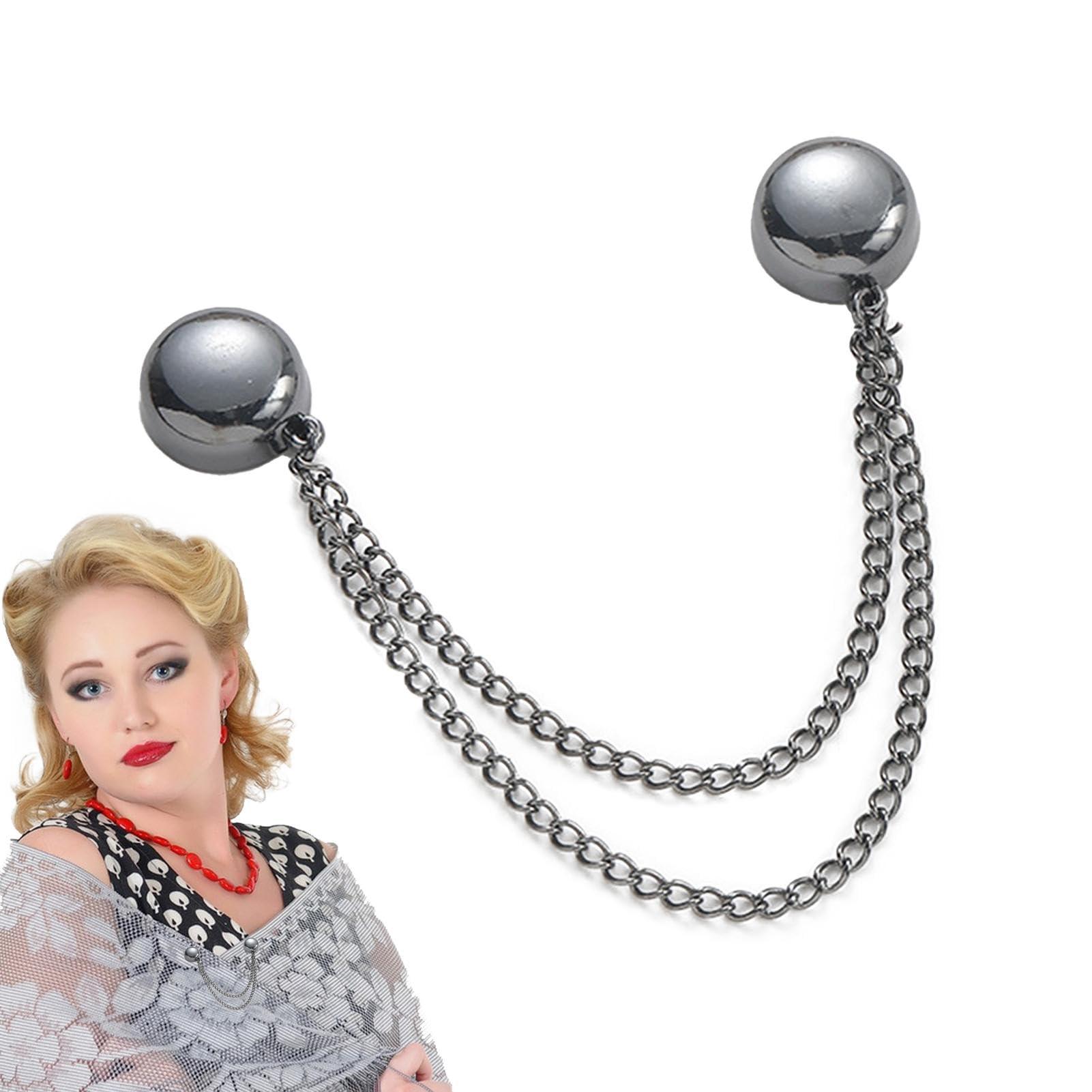 glylo Multi-Function Magnetic Clothing Clips, 4 Pack Hijab Magnets with Chain, Clothing Cinch Clips, T-Shirt Clips, Magnetic Shirt Accessories, for Cardigans, Skirts and Dresses