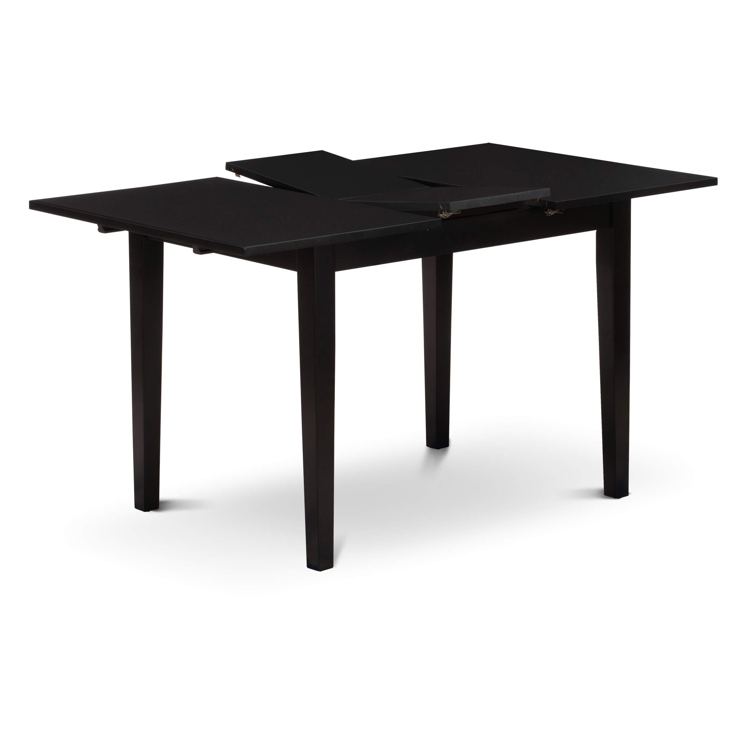 East West Furniture East West Furniture NOFL3-BLK-21 3 Piece Modern Dining Table Set Contains a Rectangle Wooden Table with Butterfly Leaf and 2 Blue Linen Fabric Upholstered Chairs, 32x54 Inch, Black