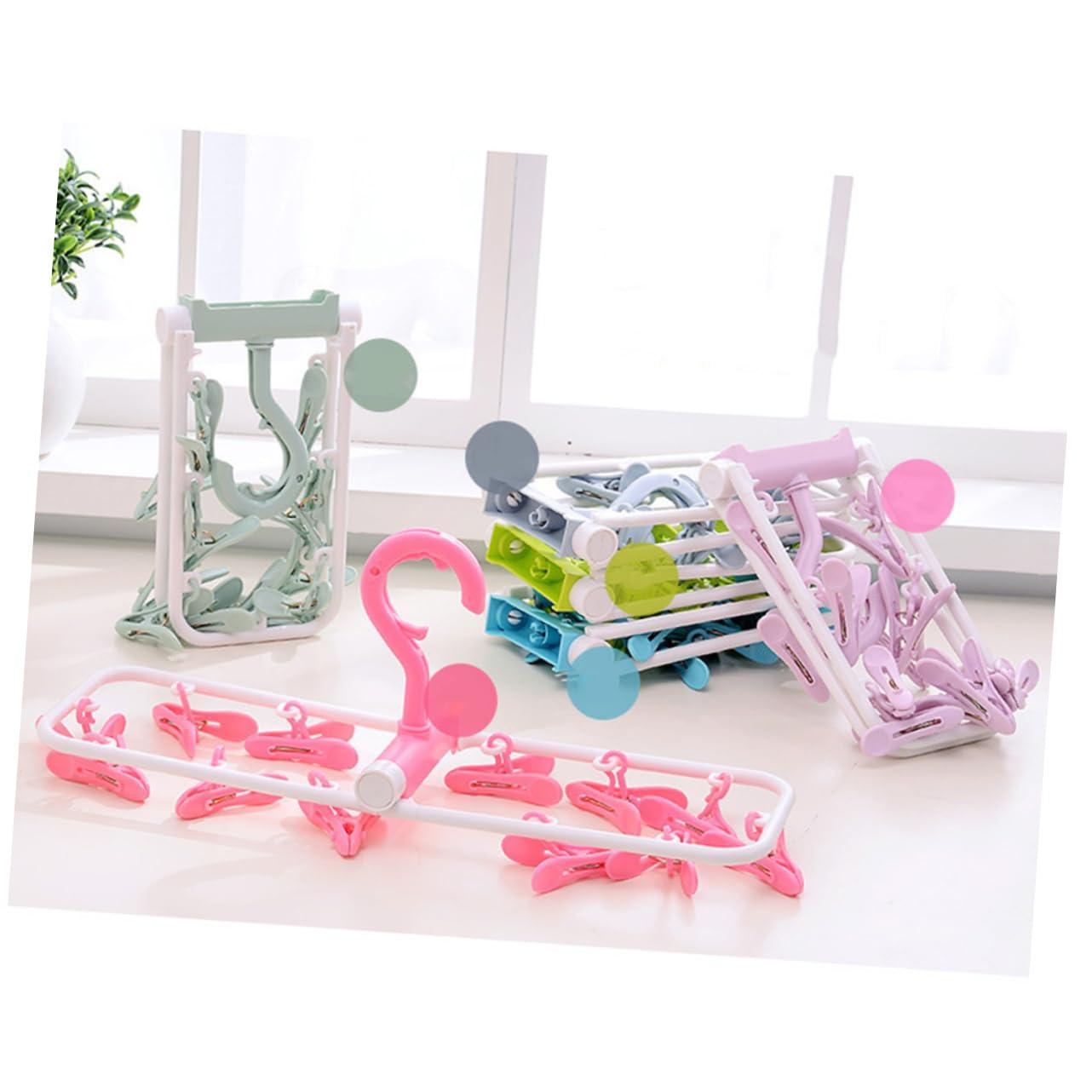 Garneck Garneck Foldable Hangers 2pcs Clip and Drip Hanger Laundry Hanger Drying Drip Hanger Baby Round Drying Rack Collapsible Hangers