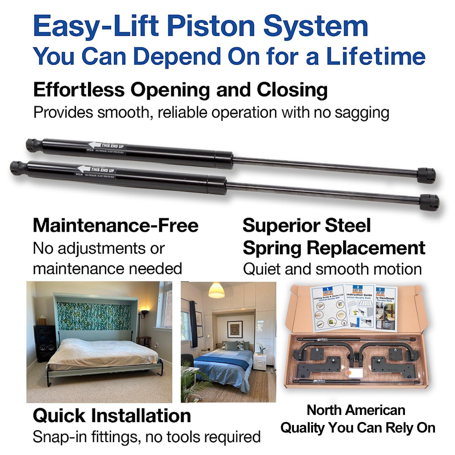 Easy DIY Murphy Bed Queen Murphy Bed Hardware Kit Vertical - Made in The USA - Murphy Bed Queen Size Murphy Bed Kit - DIY Murphy Bed Kit Queen Wall Bed for Guestroom - Easy to Build Hidden Murphy Beds - Wall Murphey Bed