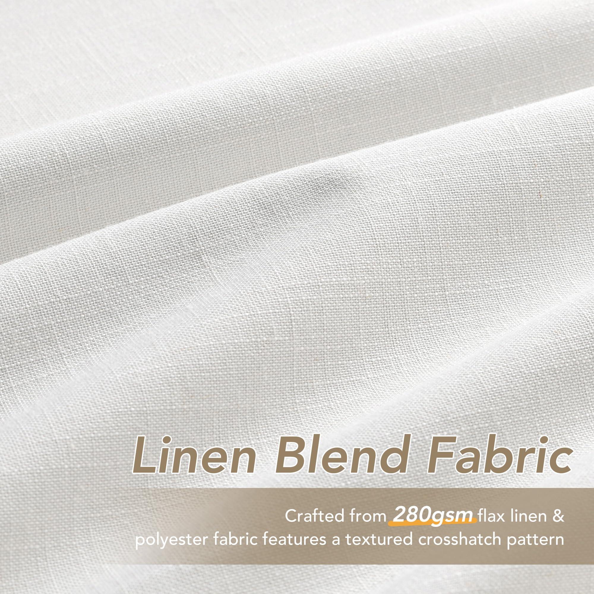 Nanspring 100% Blackout Linen Curtains for Bedroom Thermal Insulated Grommet Complete Blackout Drapes 80 Inch Length 2 Panels Set Heat and Full Light Blocking Living Room Darkening Curtains Ivory