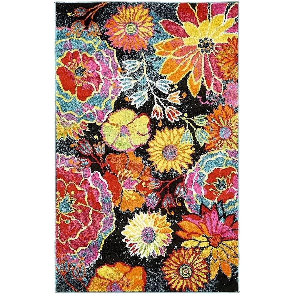 Overstock Overstock Country & Floral Noach Collection Area Rug 8'x10' - Black