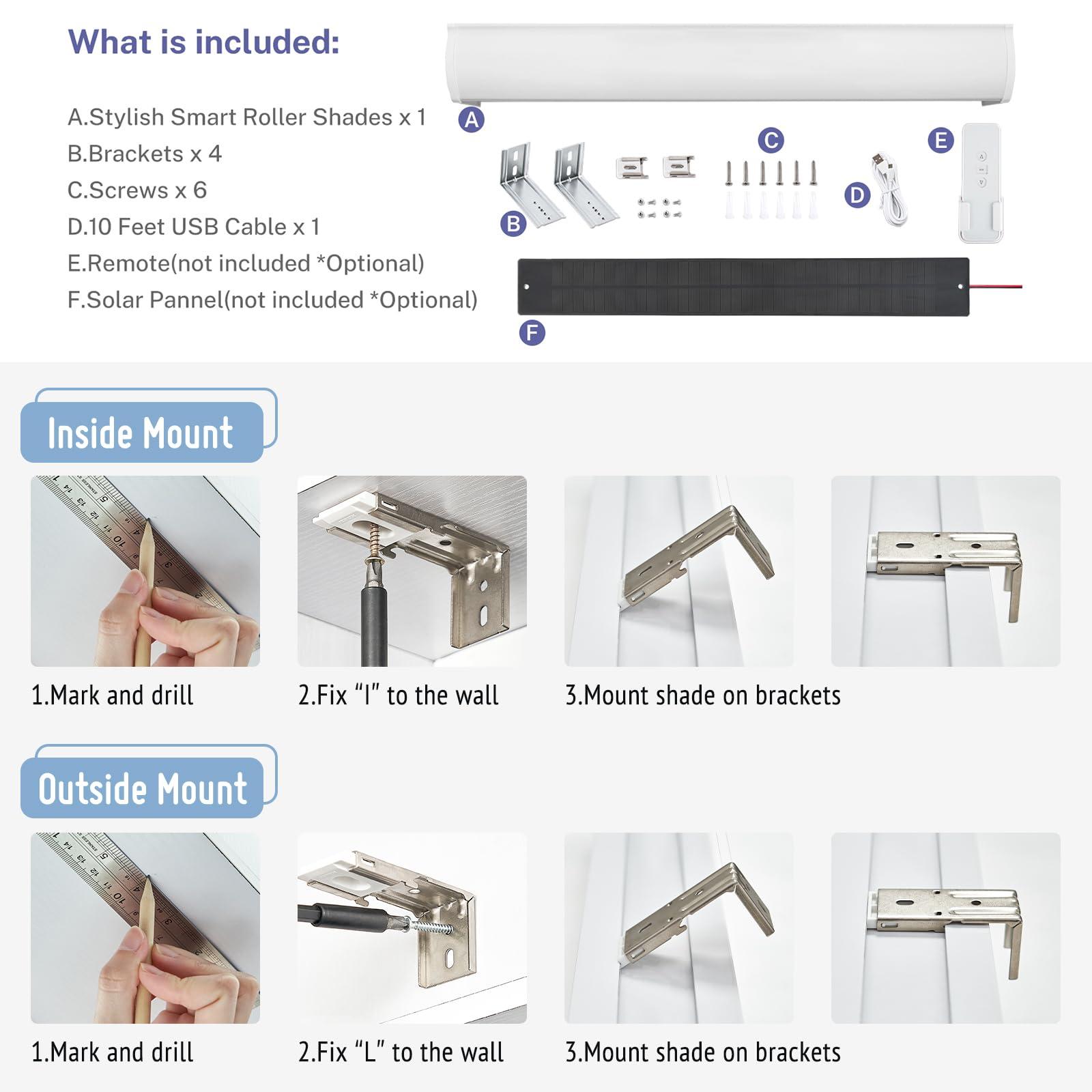 Keego Keego Smart Motorized Roller Blinds with Remote Automatic Blinds for Windows Wi-Fi Enabled Compatible with Alexa and Google Custom Automatic Window Shades Black-Light Filtering