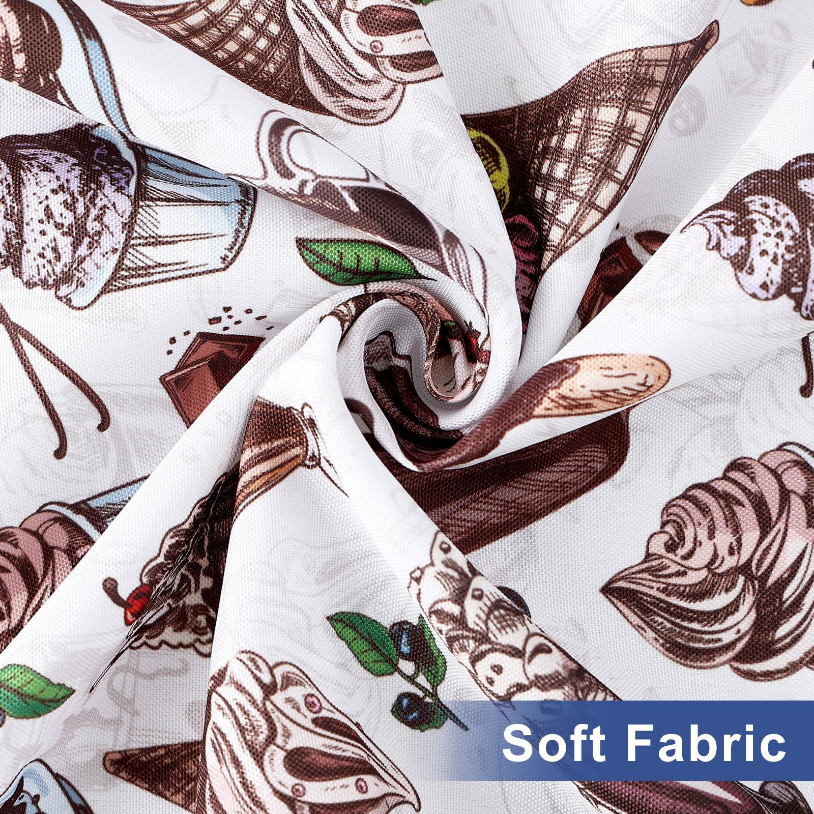 homing homing Rectangle Printed Fabric Tablecloth, Elastic Fitted Table Cloth for 6 Foot Table, Washable Polyester Table Cover for Outdoor, Picnic, Camping and Indoor, (Ice Cream, 30\" x 72\")