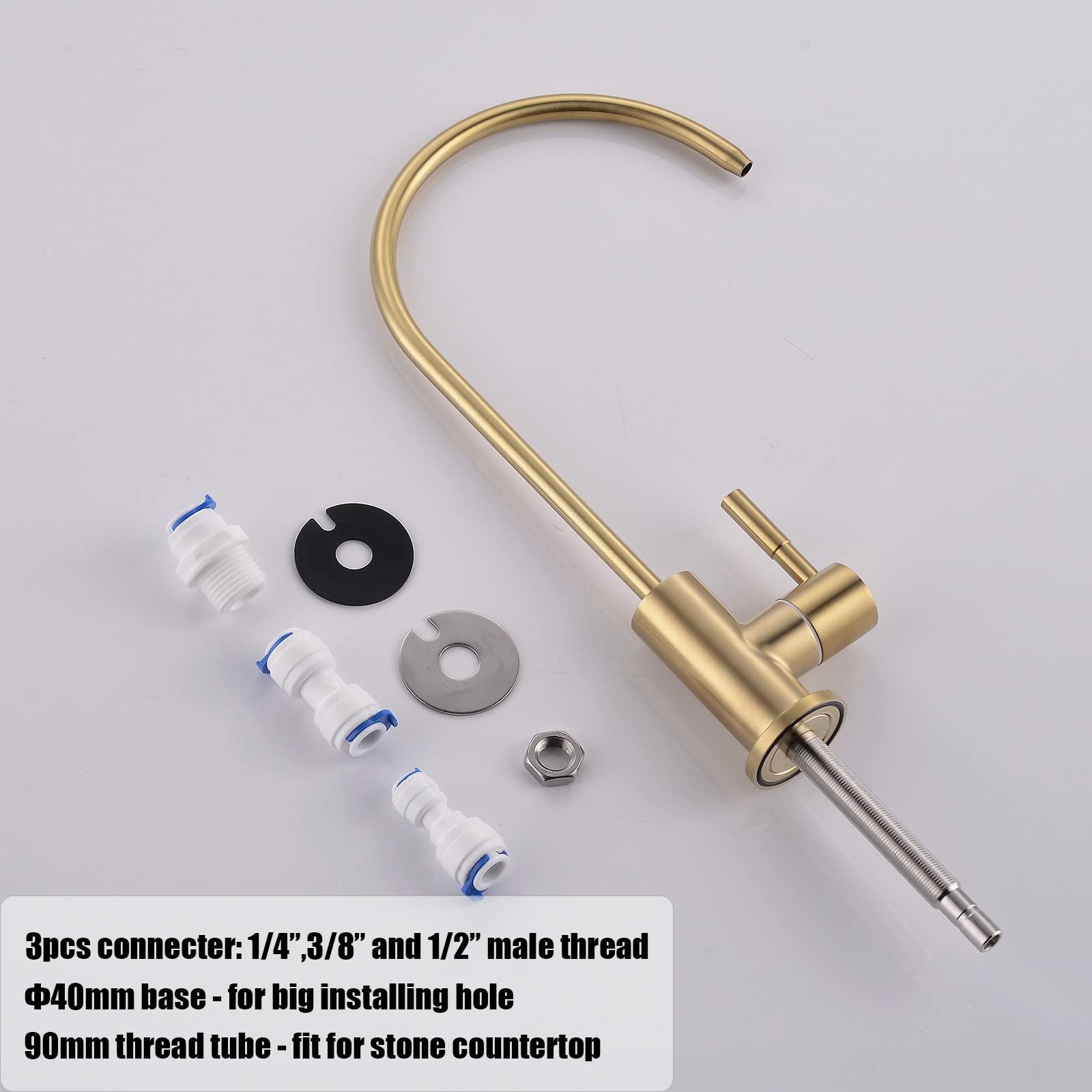 havin Havin Gold Drinking Water Faucet,Brushed Gold Reverse Osmosis Faucet,Water Filter Faucet for Kitchen Sink Use,Beverage Faucet,Lead-Free Stainless Steel(Brushed Gold)