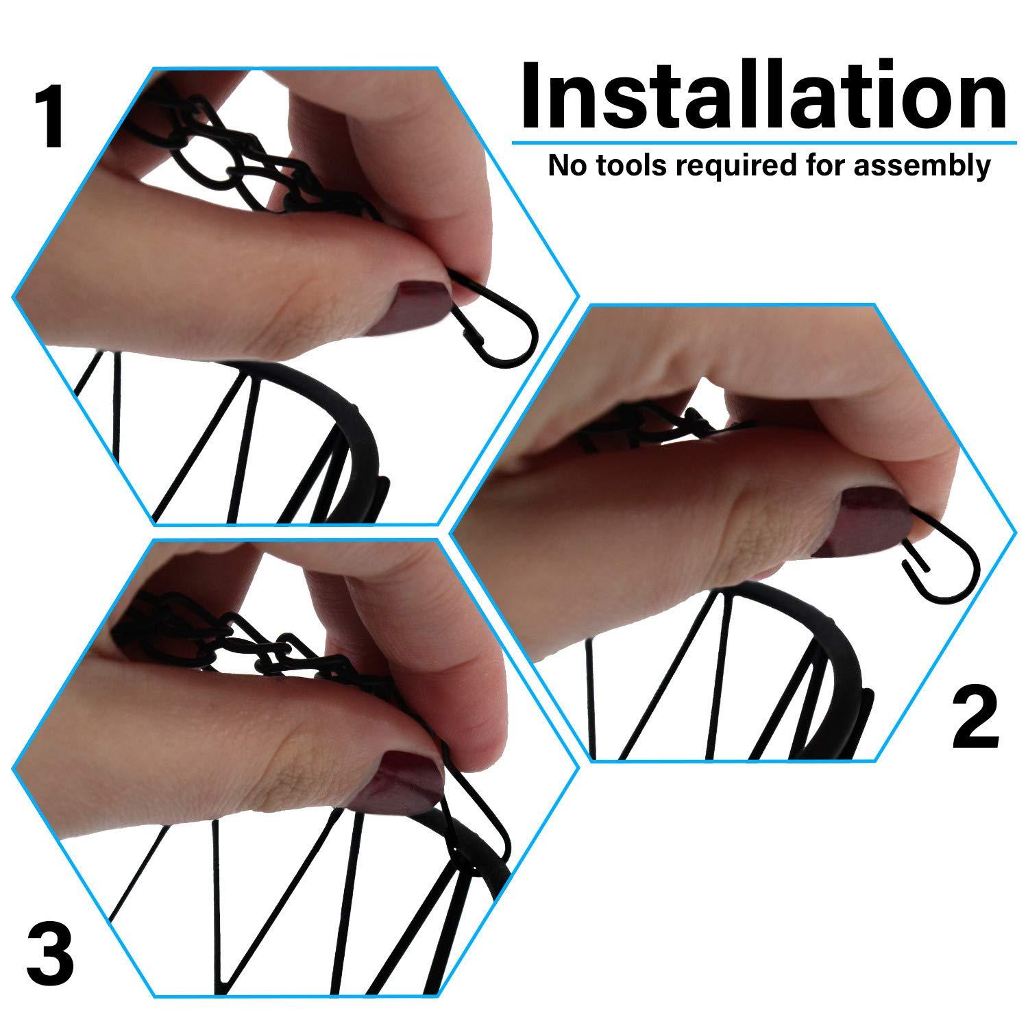 Blue Donuts Heavy Duty - 3 Tier Hanging Kitchen Black Fruit Basket