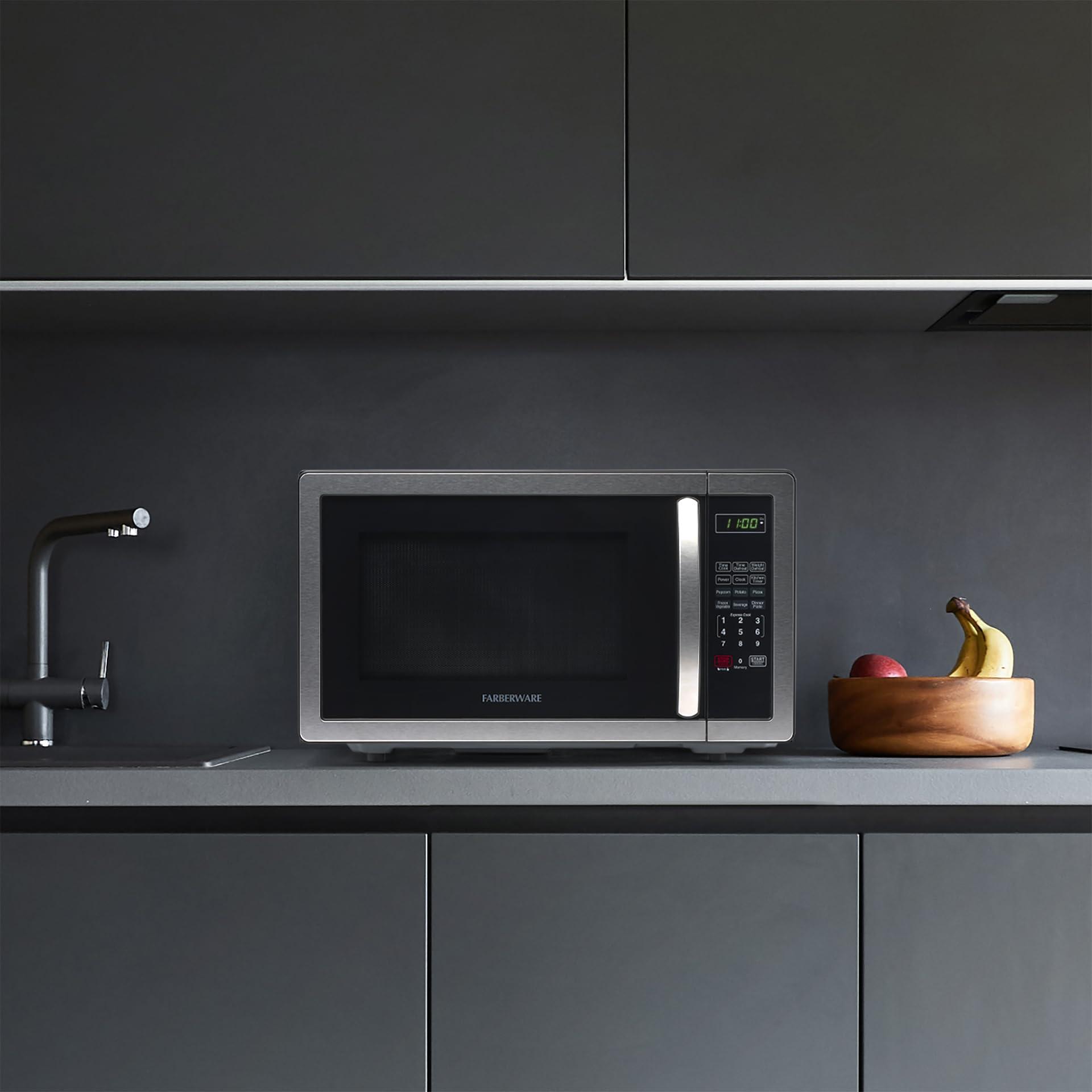 Farberware Farberware Countertop Microwave 1000 Watts, 1.1 cu ft - Microwave Oven With LED Lighting and Child Lock - Perfect for Apartments and Dorms - Easy Clean Stainless Steel