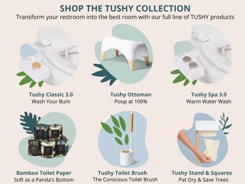 TUSHY TUSHY Brush - The Conscious Toilet Brush - Lemon & Tea Tree Oil-Infused Coconut Husk Scrubbing Pads - Includes Brush and Brush Holder