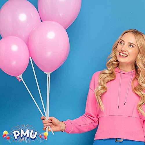 PMU PMU Balloon Maxi Sticks 24 Inch White with Clear Maxi Cups Premium Latex/Mylar Balloon Holder for Air-Filled Balloons 50/50, Pkg/50 Sets