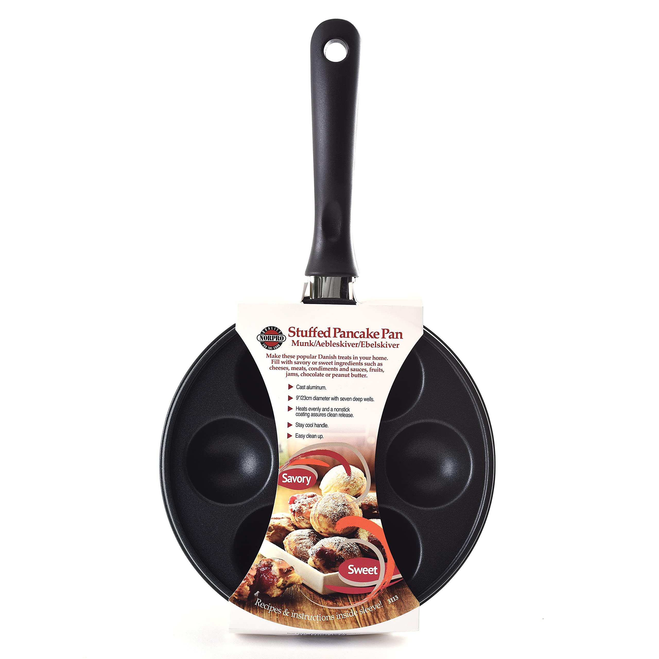 Norpro Norpro Nonstick Stuffed Pancake Pan, Munk/Aebleskiver/Ebelskiver 16.5 x 9 x 1.25 Black