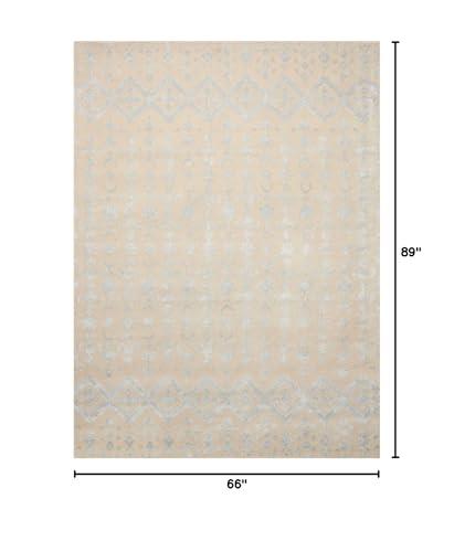 Nourison Symphony Transitional Ivory 5'6" x 7'5" Area -Rug, Easy -Cleaning, Non Shedding, Bed Room, Living Room, Dining Room, Kitchen (6x7)