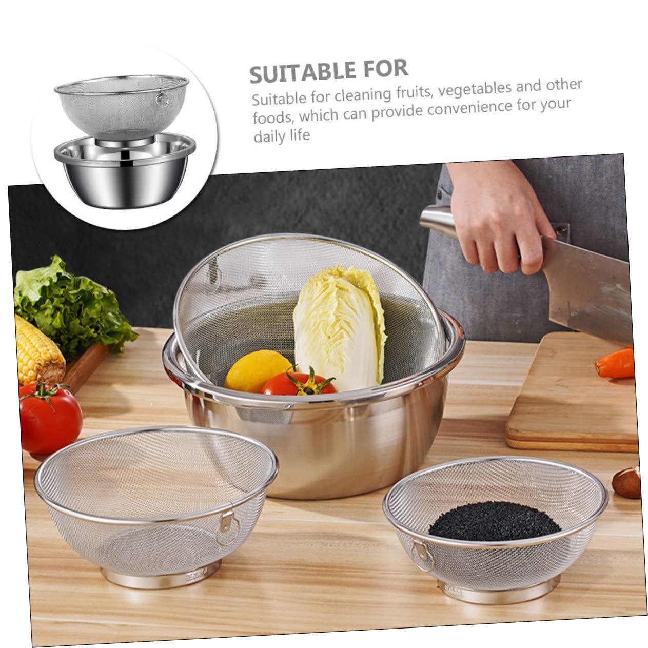 NAMOARLY NAMOARLY Rice Cleaning Strainer Fine Mesh Strainer Bowl Vegetable Fruit Cleaning Basket 2-in-1 Rice Washing Bowl with Colander Kitchen Supply