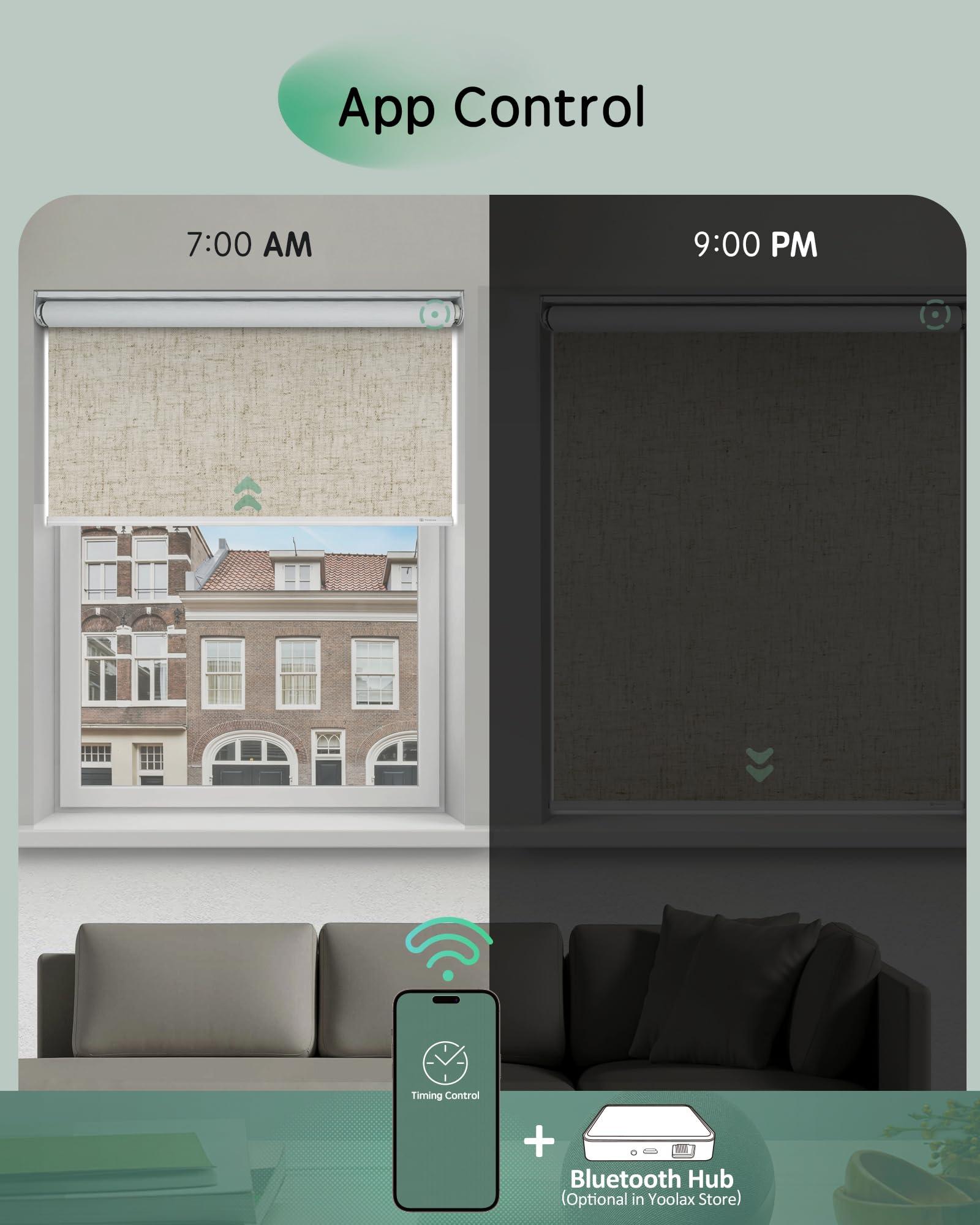 Yoolax Yoolax Motorized Blinds, Blackout Motorized Roller Shades for Indoor Windows, Cordless Automatic Shades Roller Window Blinds App Control for Bedroom Living Room Office(Artisan Beige, 29" W x 72" H)