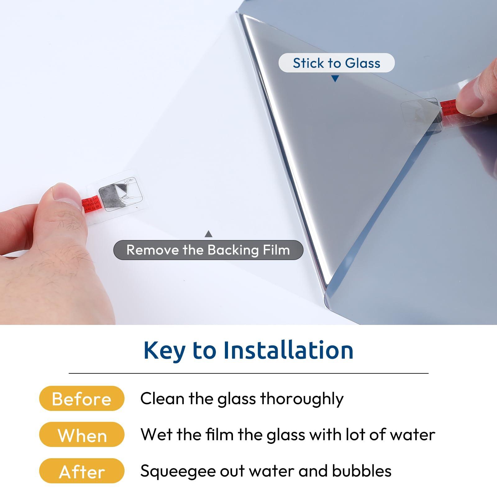 rabbitgoo rabbitgoo Window Privacy Film One Way Window Tint for Home, Removable Reflective Heat Sun Blocking Anti UV Glass Door Covering, Mirror Tinting Film House Office, 35.4 in X 9.8 Feet, Silver