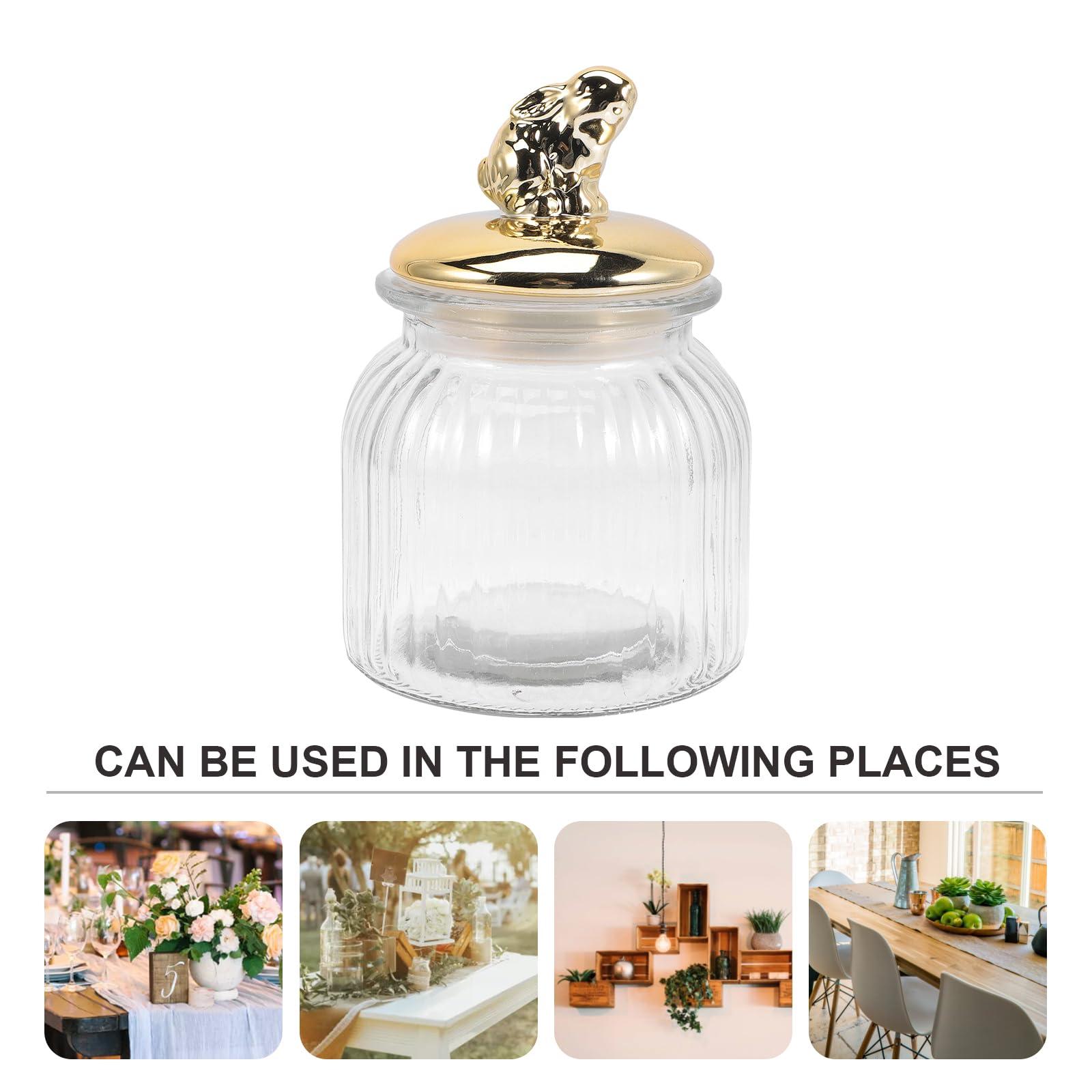 PRETYZOOM PRETYZOOM Rabbit Ear Glass Jar Glass Food Canister Glass Bunny Canister Loose Tea Container Candy Jar Candy Holder Containers with Lids Decor Treat Jar With Cover Ceramics Toothpick Jar