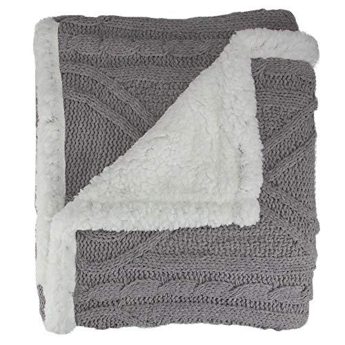 Northlight Northlight Gray and White Cable Knit Plush Throw Blanket 50\" x 60\"