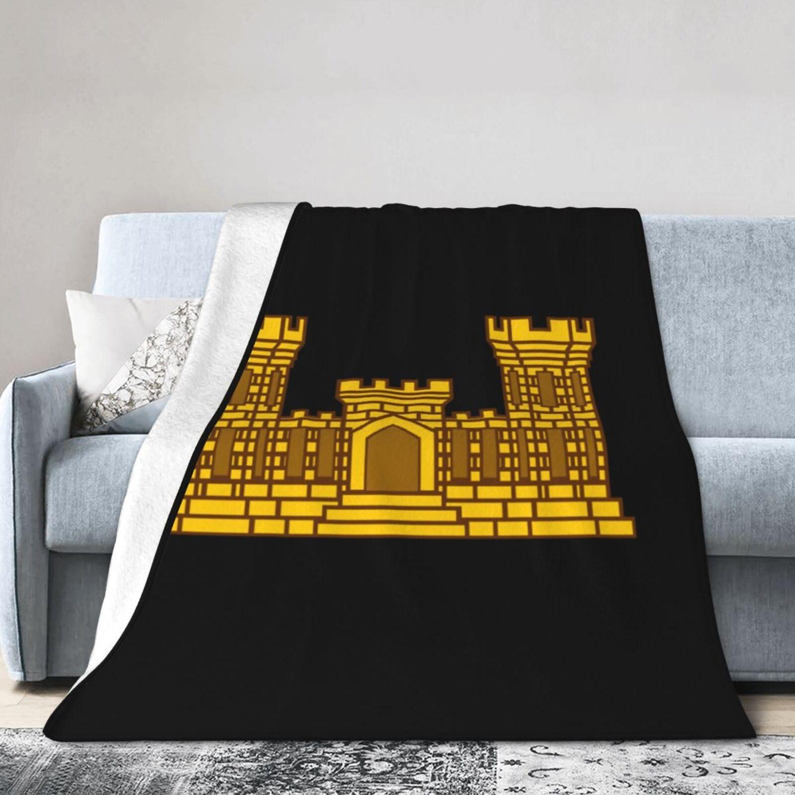 SIYTUAU United States Army Engineer Branch Insignia Throw Blanket for Couch Bed Sofa Soft Comfortable Blanket 50\"x40\" Flannel Blankets & Throws