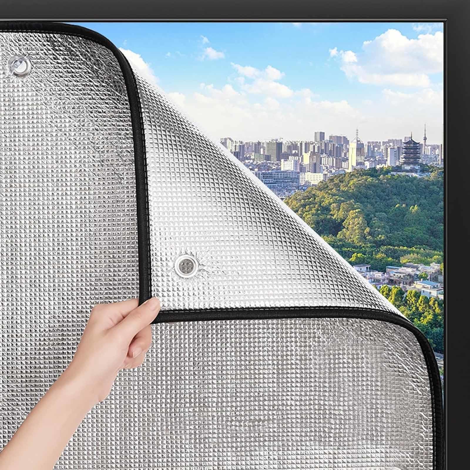 DZHTUF Reusable Aluminised Film, Glass Cooling Film, Anti-Glare Insulating Window Film, Soundproof Curtains, Privacy Sun Protection Window Sticker, for Office, Garage,WxH-70x70cm/28x28in