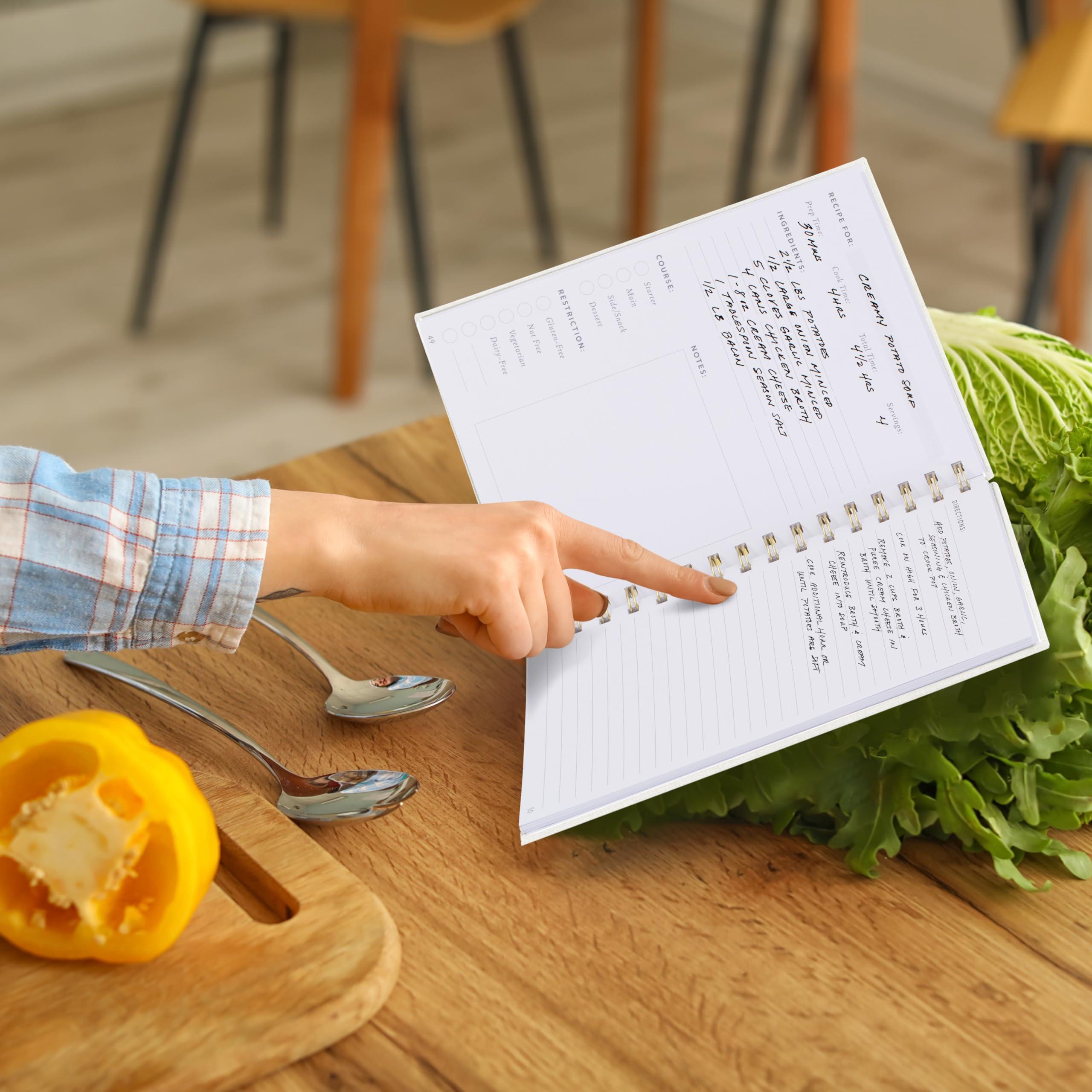 ZICOTO ZICOTO Aesthetic Blank Recipe Book with Linen Cover - The Perfect Recipe Notebook to Write in Your Own Recipes - Beautiful Blank Cookbook to Organize Your Recipes