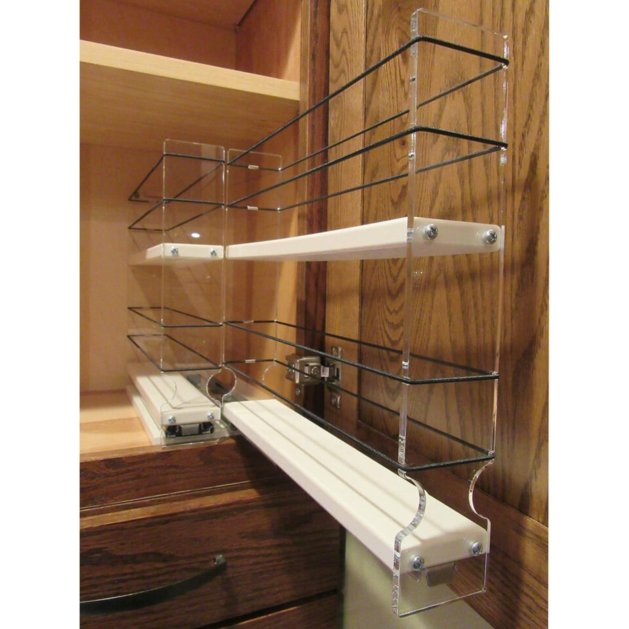 Vertical Spice Vertical Spice - Narrow Pullout Spice Rack - Sliding Drawer for Kitchen Organization - Pantry Organizers and Storage - 2 Drawers & 2 Tiers - 20 Spice Jar Capacity (4.6\" W x 10.75\" H x 10.6\" D, Cream)
