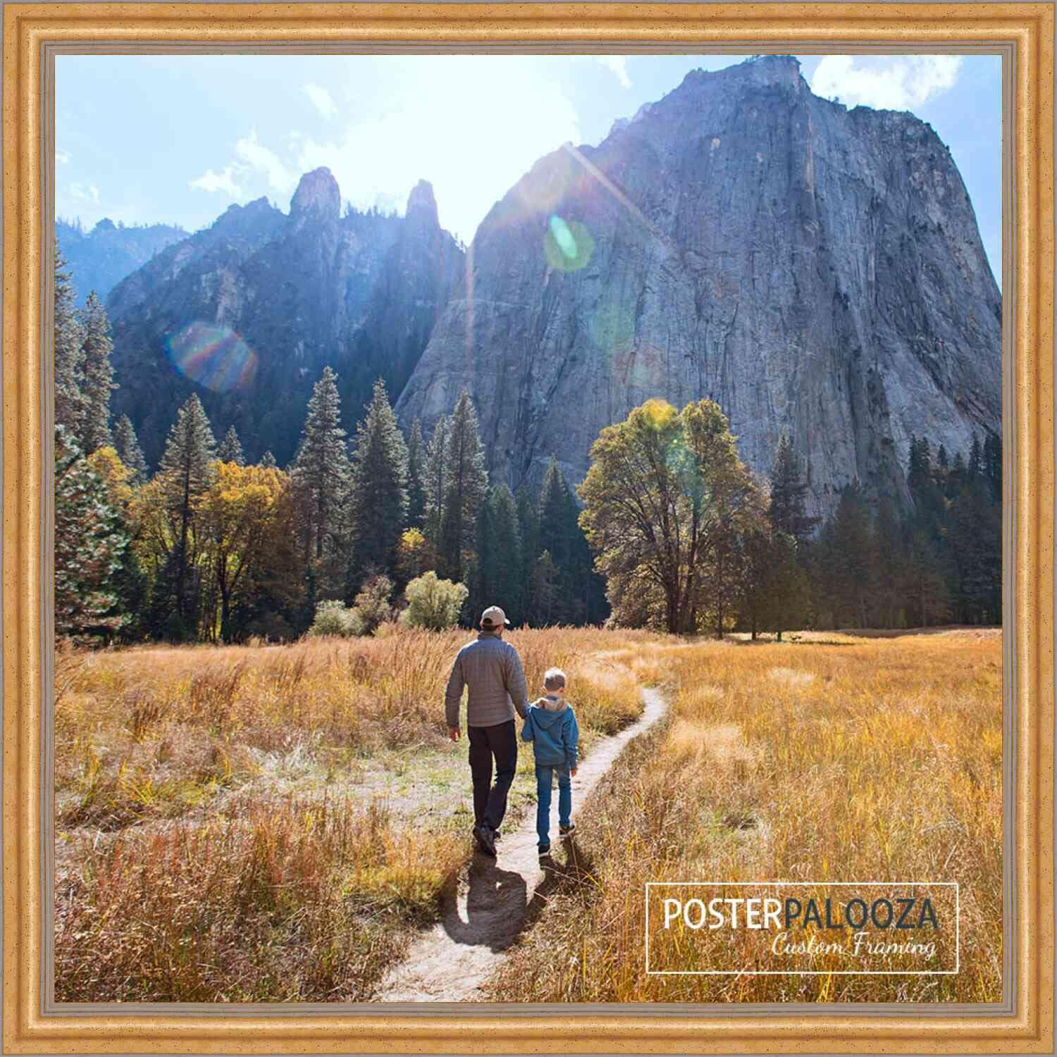 Poster Palooza Poster Palooza 20x20 Traditional Gold Complete Wood Square Picture Frame with UV Acrylic Plexiglass, Foam Board Backing & Hardware Included