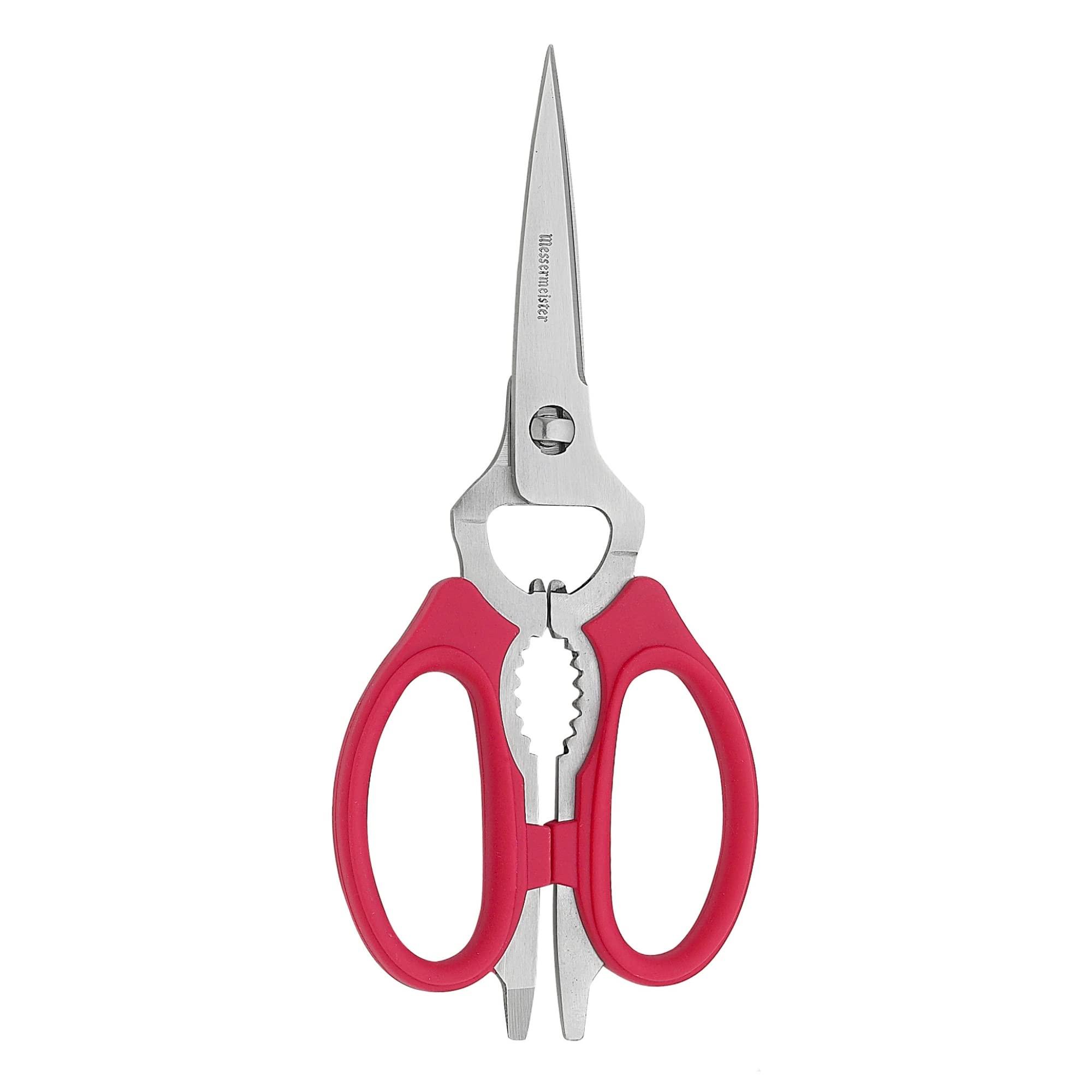 Messermeister Messermeister 8-Inch Take-Apart Kitchen Scissors, Red - Includes Screwdriver, Nut Cracker, Jar Lid Opener/Gripper, Bottle Opener & Bone + Twig Cutter - Suitable for Lefties & Righties