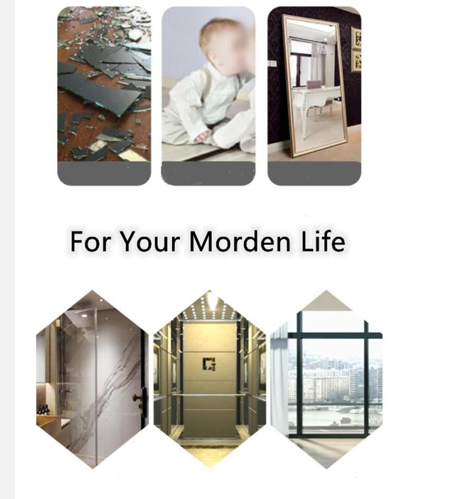 Onecen Flexible Mirror Sheets,19.7x59in Mirror Paper Self Adhesive Roll Stickers Non Glass Self Adhesive Mirror Tiles Self Adhesive Sheets,Great for Craft Home Wall Decor (Silver 19.7 * 59inches)