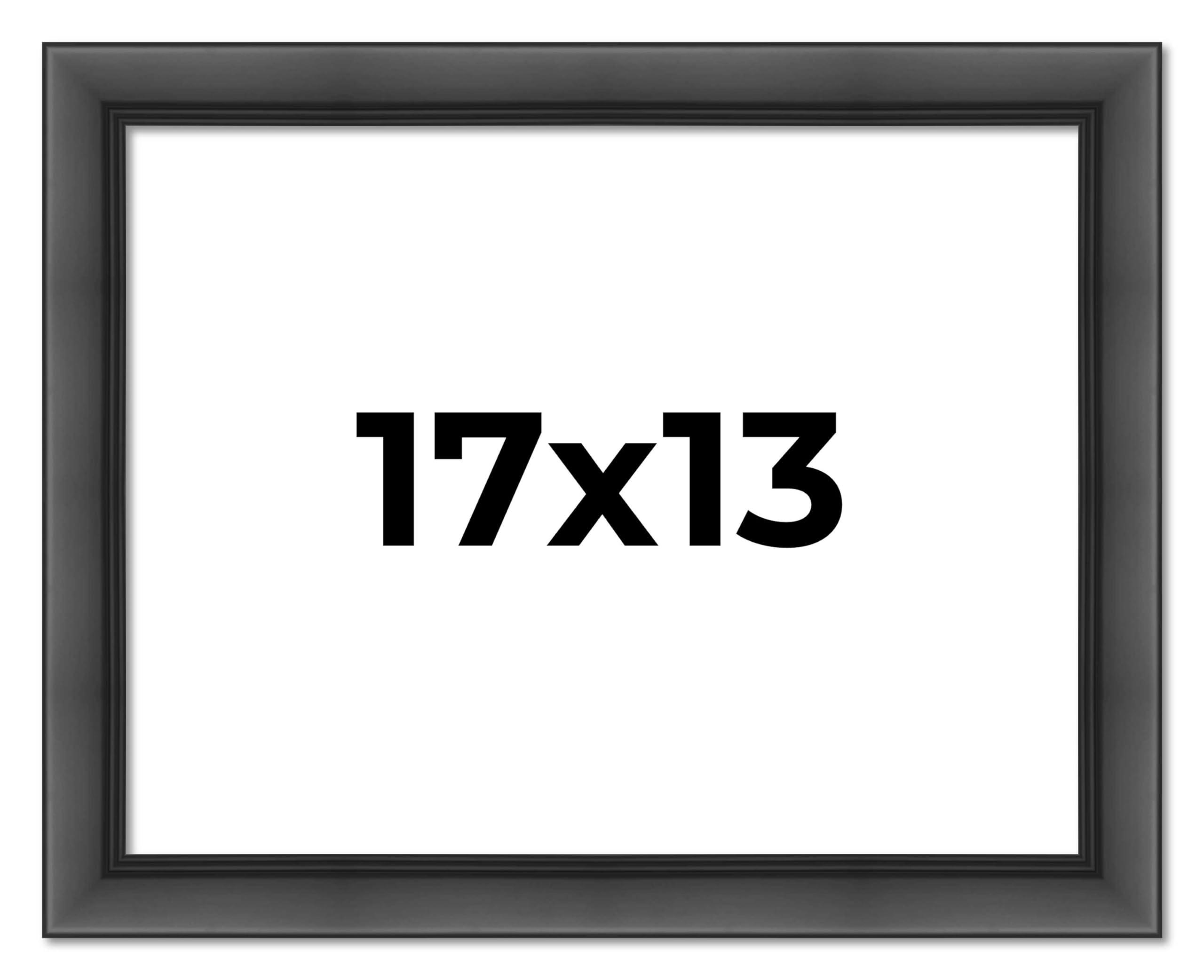 CustomPictureFrames.com 17x13 Frame Black Passaggi Solid Wood Picture Frame Width 1.5 Inches | Interior Depth 0.5 Inches | Passaggi Nero Modern Photo Frame Complete with UV Acrylic, Foam Board Backing & Hanging Hardware