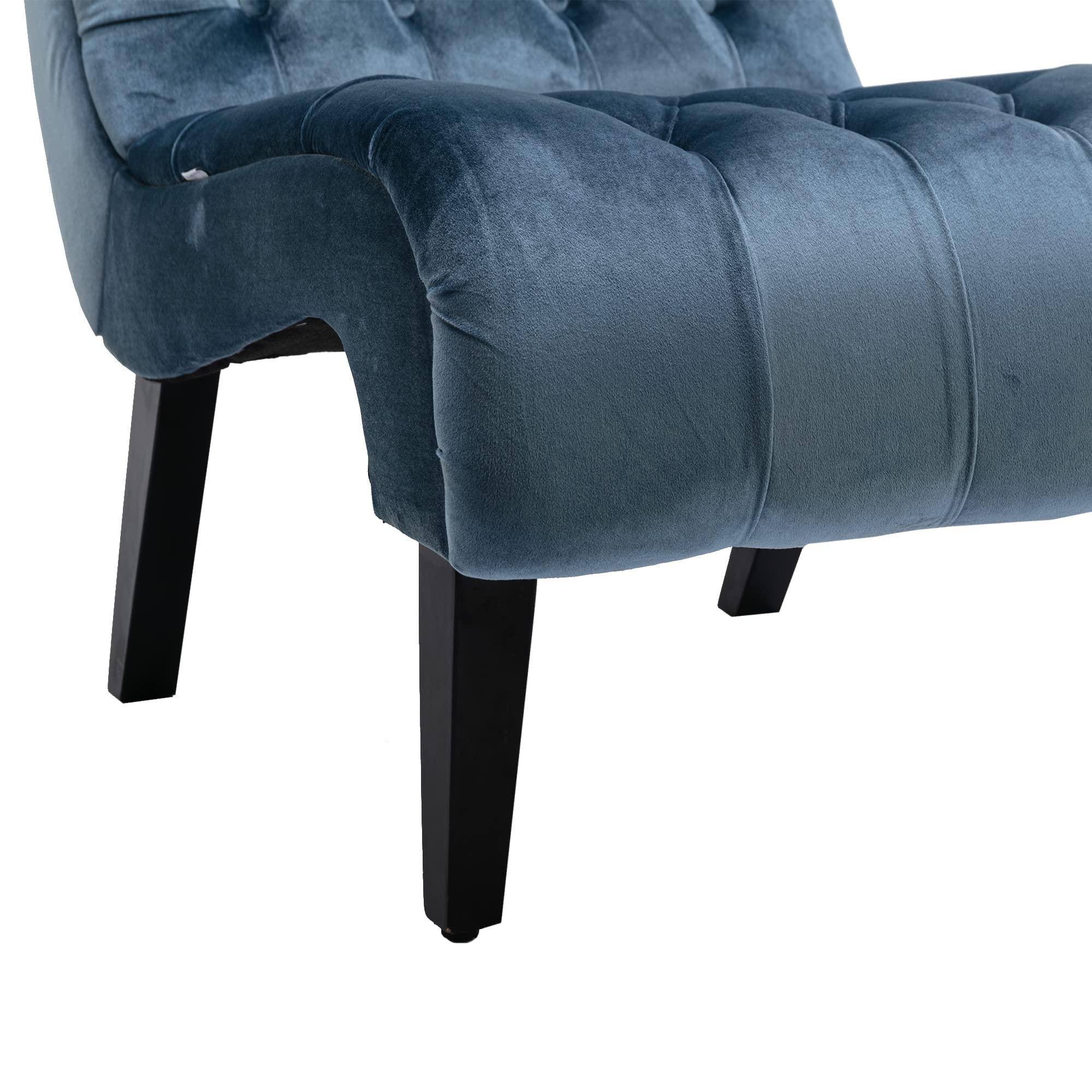 HomSof HomSof Velvet Accent Chair for Living Room, Chaise Lounge Single Sofa, Blue Recliner Chair with Rubber Wood
