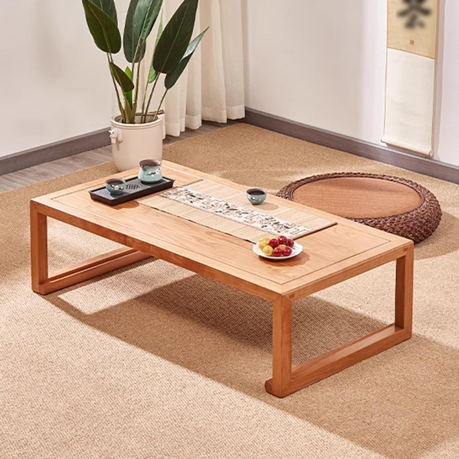 LXURY LXURY Low Height Coffee Table, Japanese Tea Table, Japanese Table for Floor Sitting Dining, Suitable for Tea Room, Balcony, Living Room, 100*50*38cm