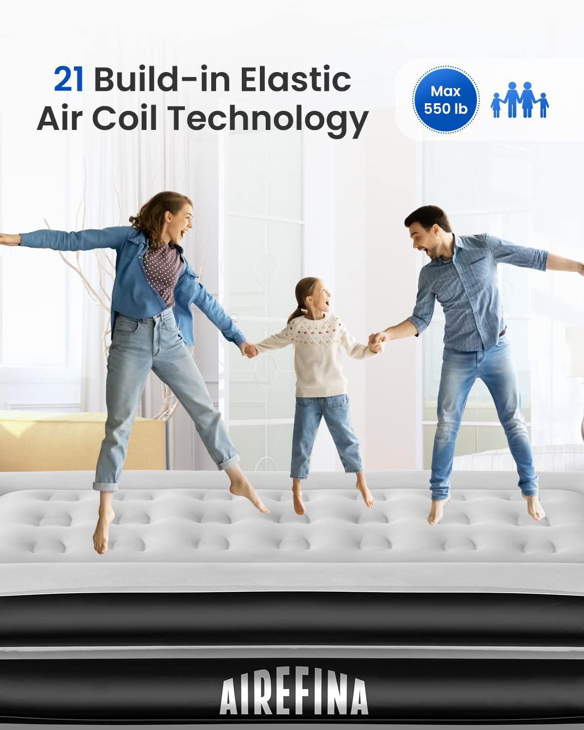 Airefina Airefina Deluxe Twin Air Mattress with Built-in Pump, Electric Compressed Air Duster