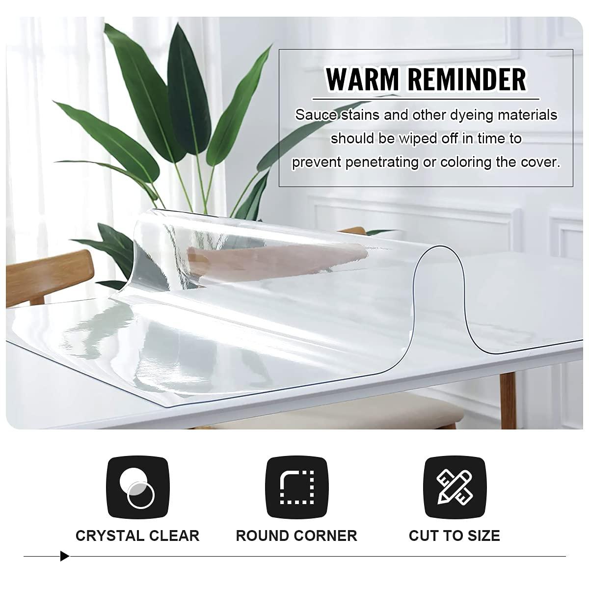Royhom Royhom Clear Table Cover Protector 2mm Thick, 54 x 120 Inch Table Protector for Dining Room Table, Waterproof Plastic Table Cover Square, Dining Table Protector for Wood, Kitchen Table